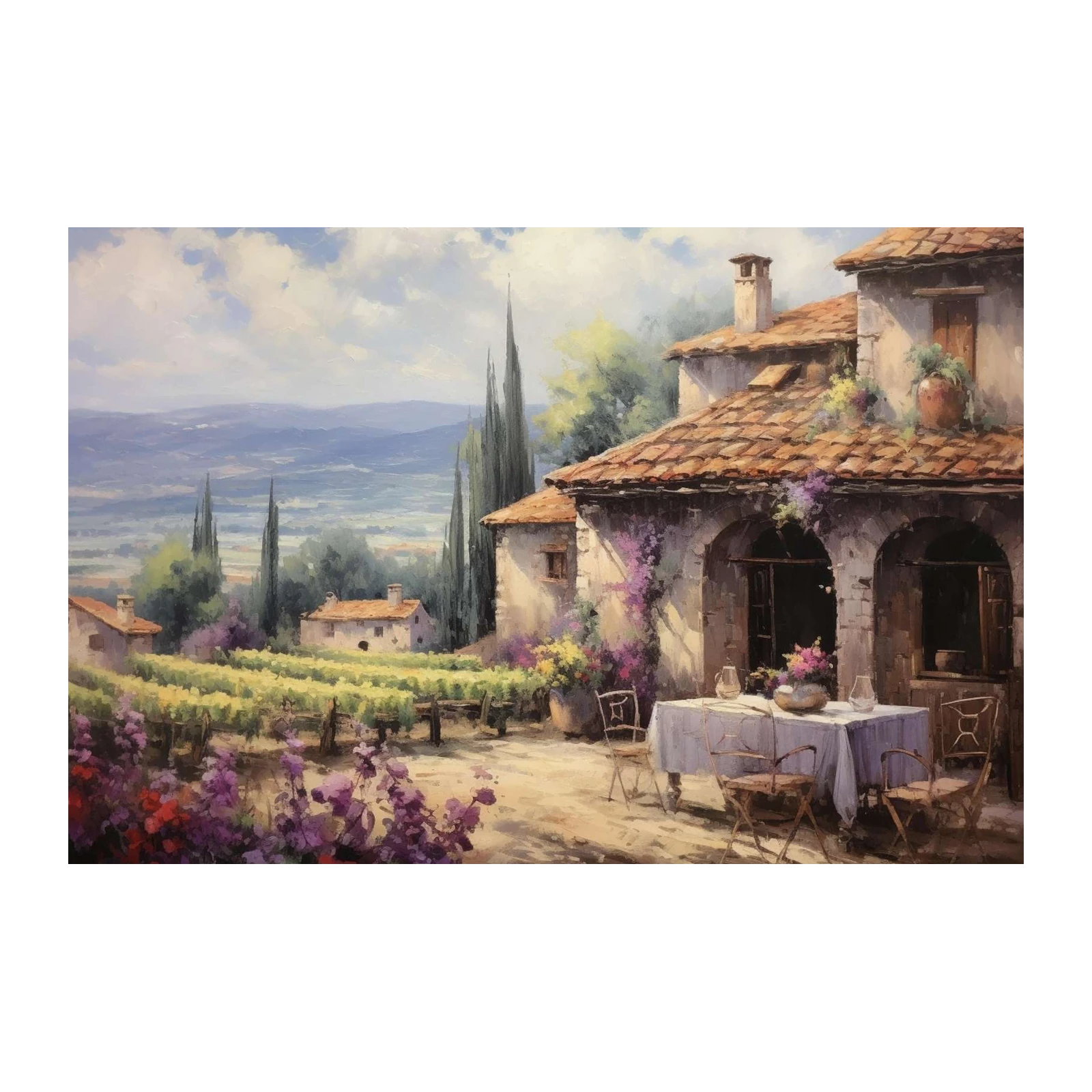 Tuscan Vineyard Escape Landscape Wall Art