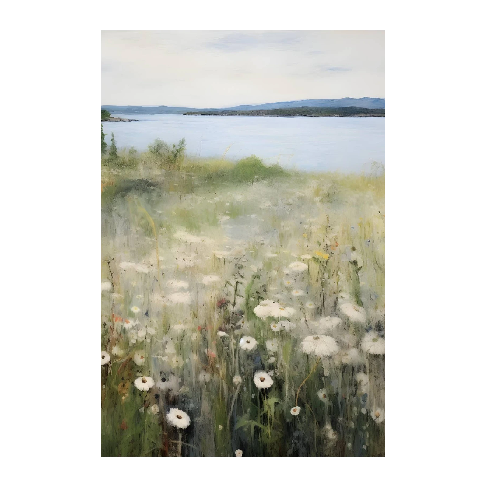 Serene Meadow Lake Landscape Wall Art