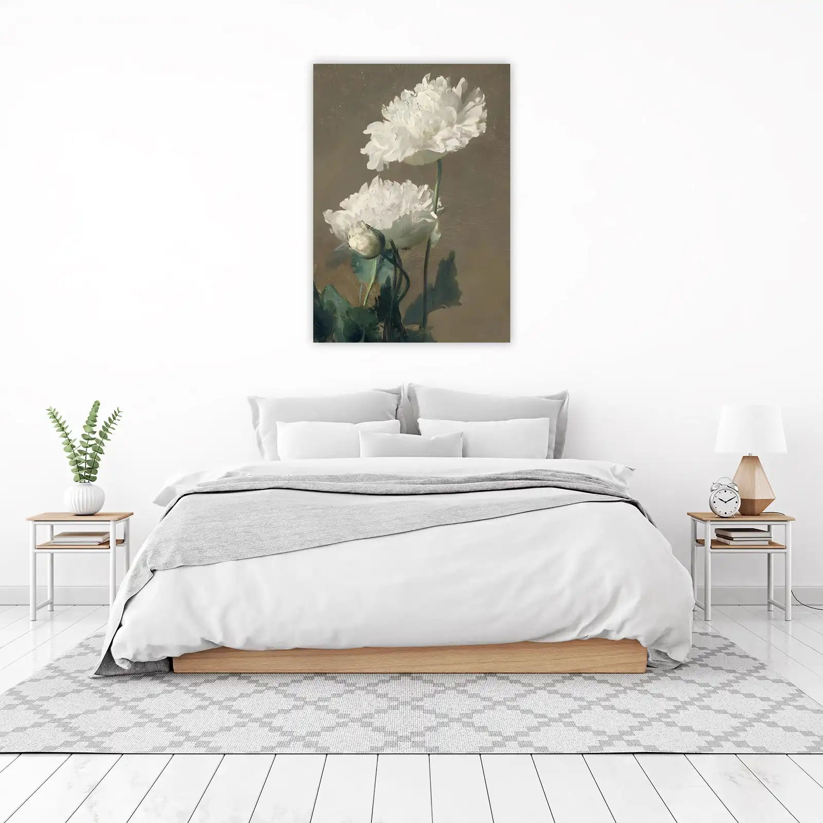 Elegant White Peonies Floral Wall Art