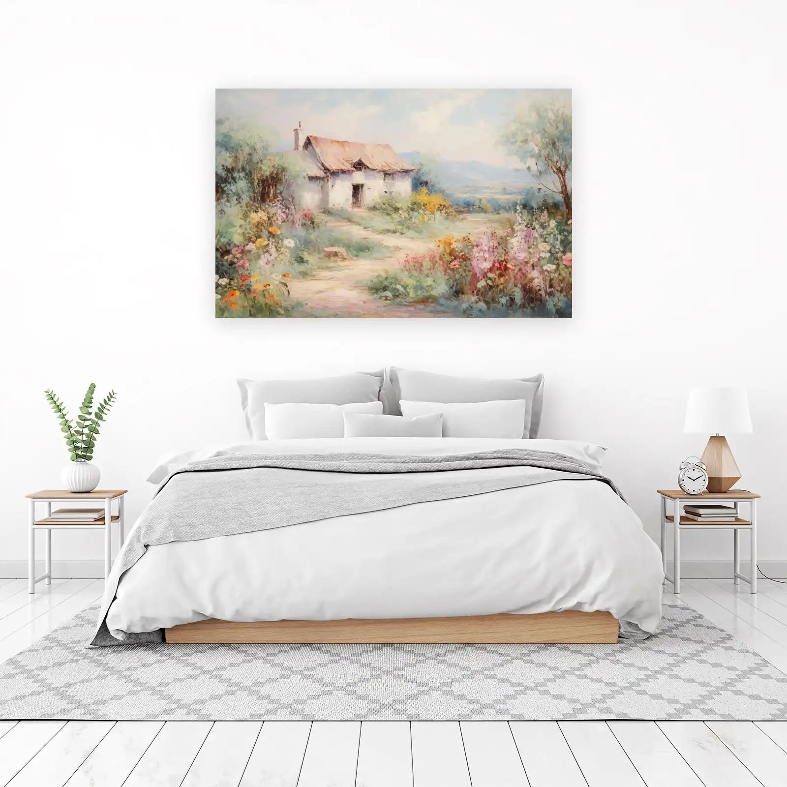 Idyllic Cottage Countryside Oil Painting Wall Art