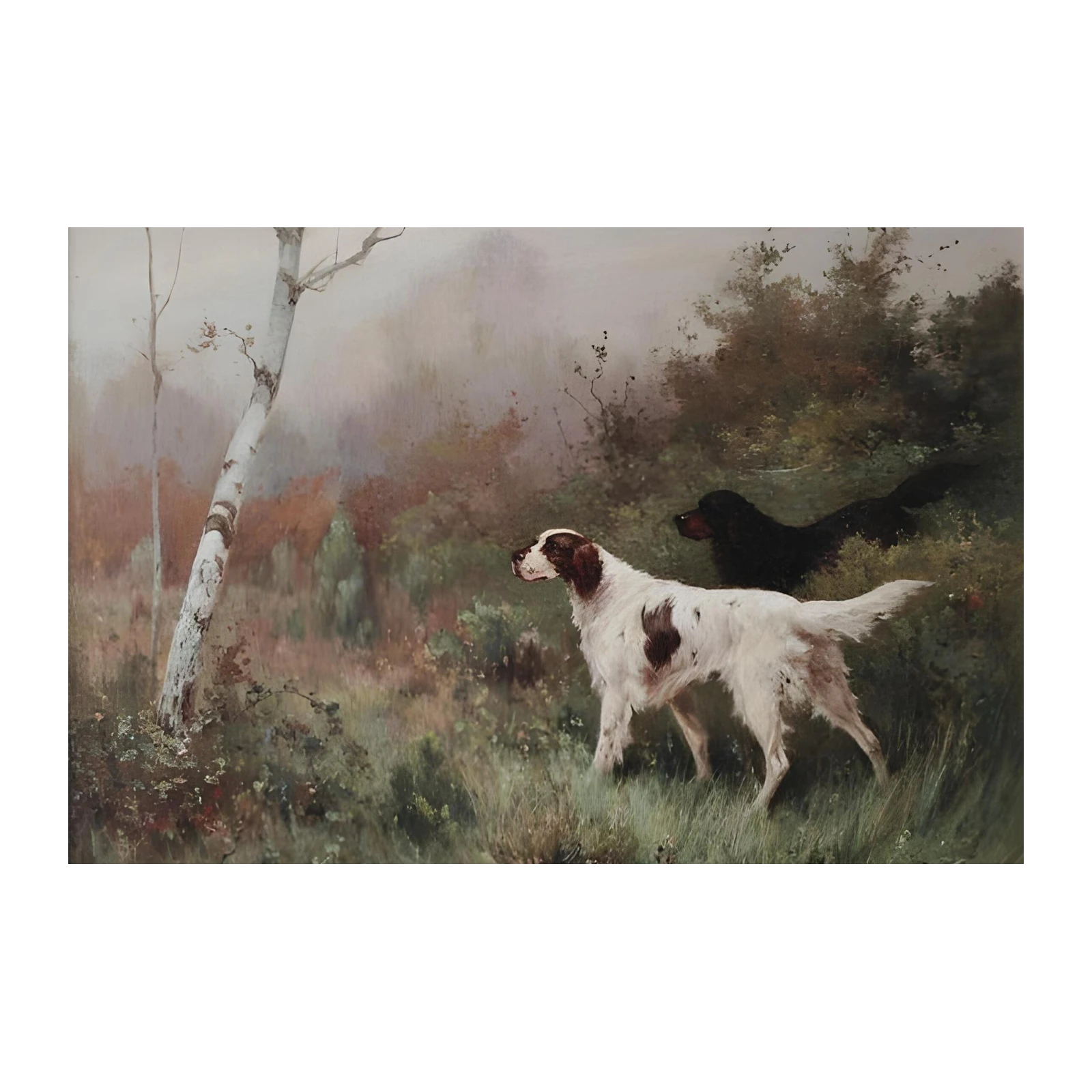 Setters in Field Vintage Dog Art Wall Art