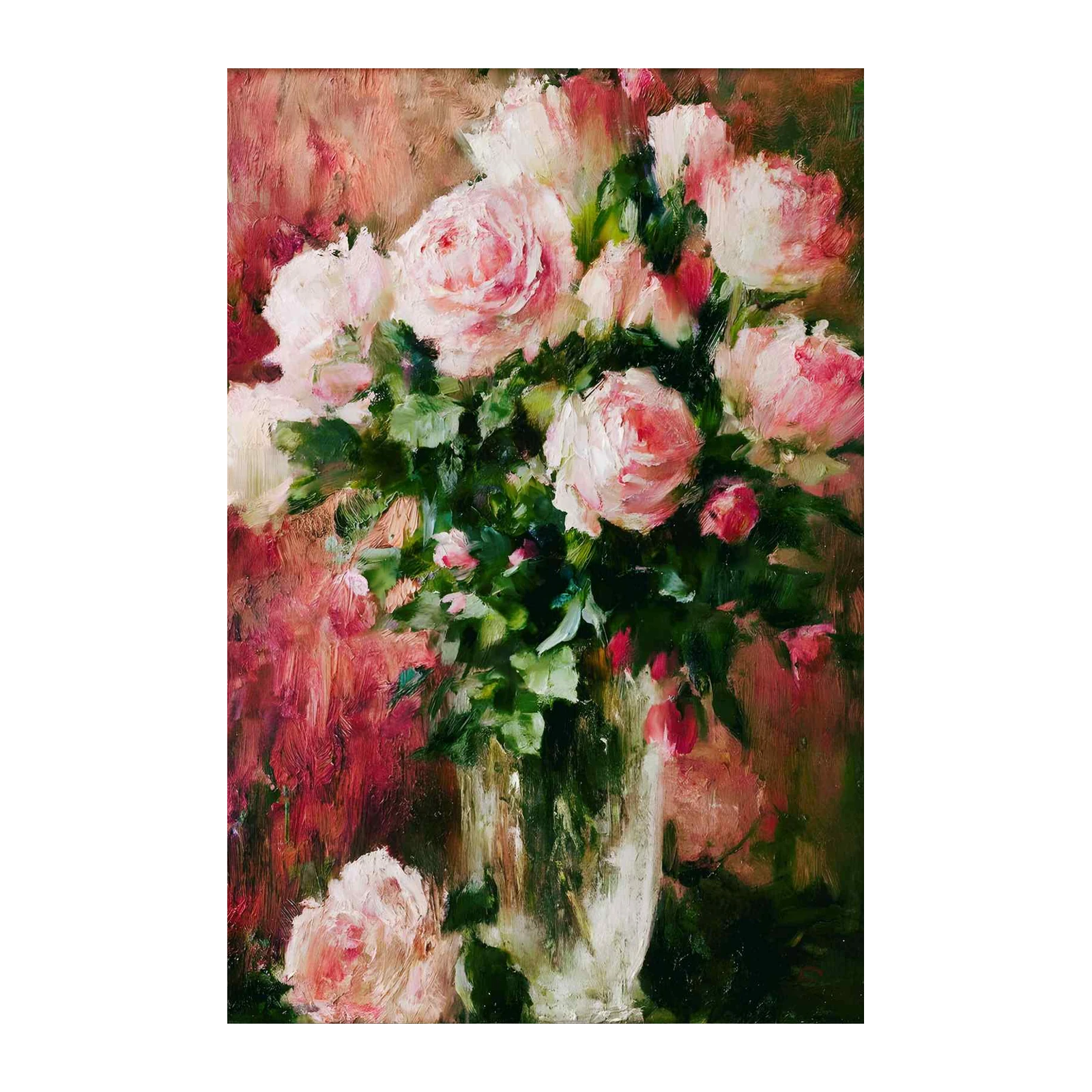Elegant Pink Roses Still Life Wall Art