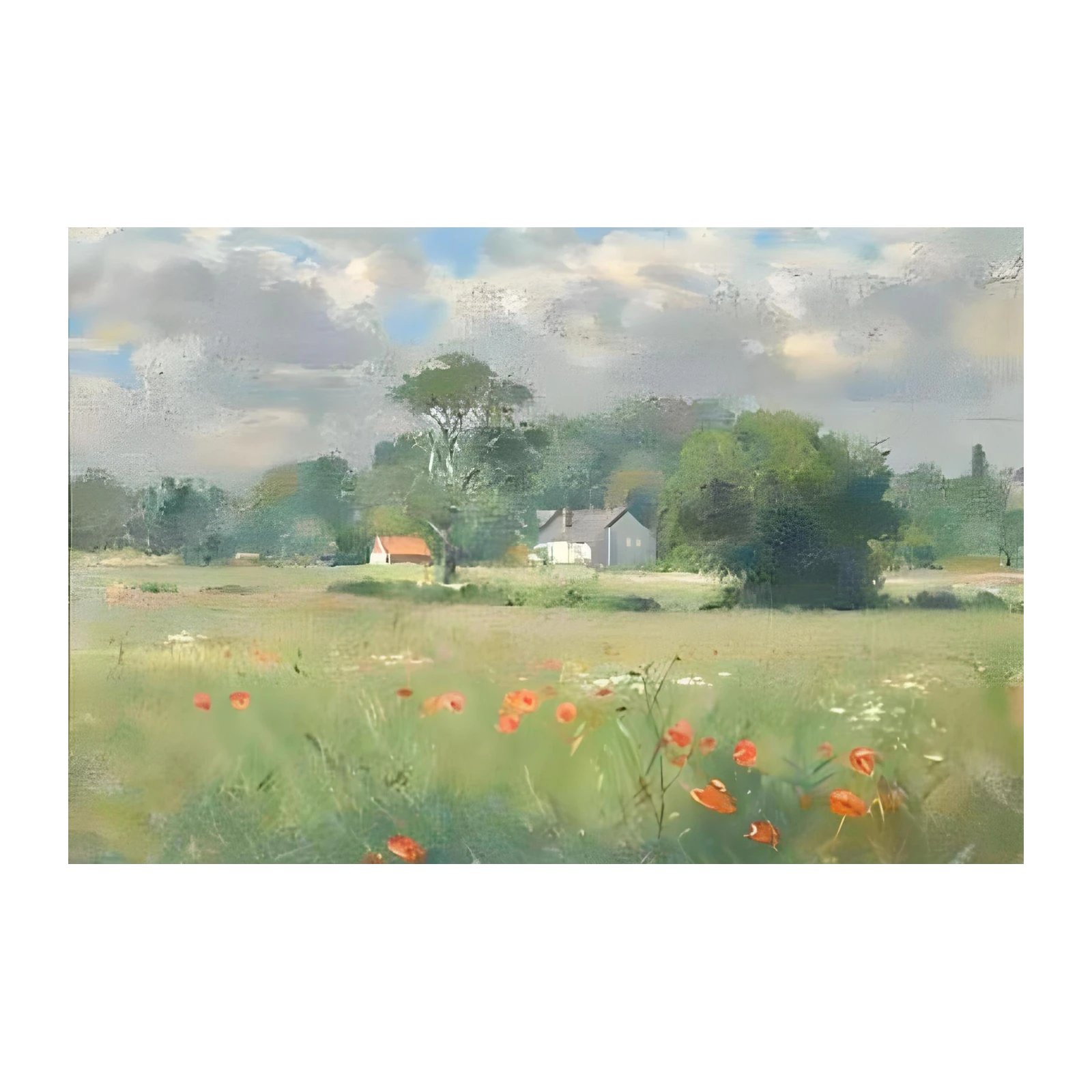 Serene Meadow with Poppies Wall Art