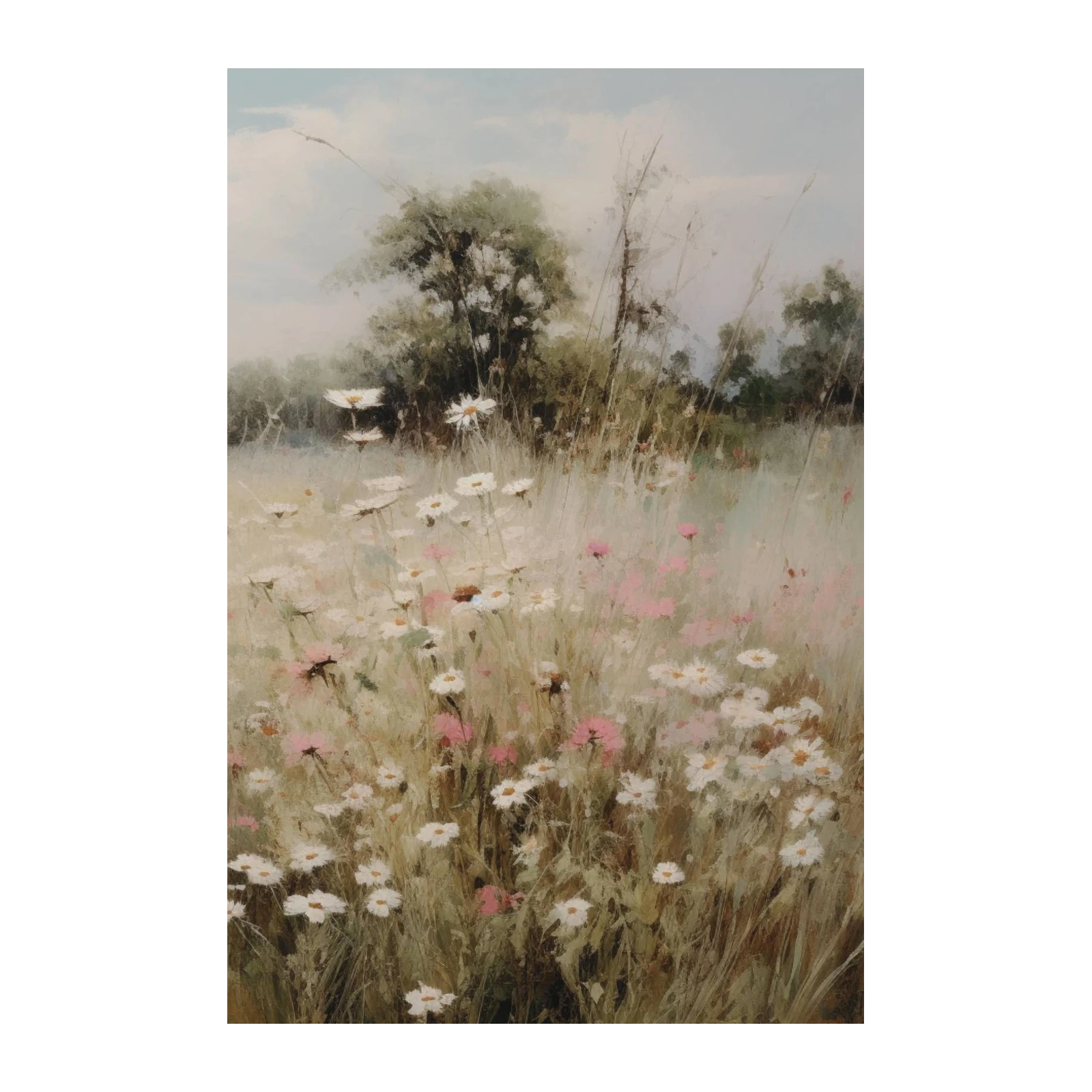 Dreamy Daisy Field Landscape Wall Art