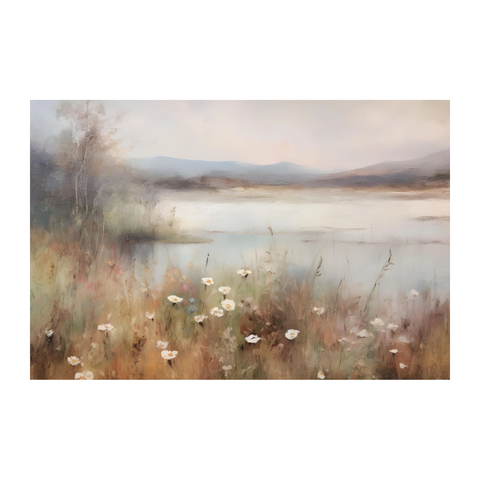 Serene Meadow Lake Landscape Wall Art