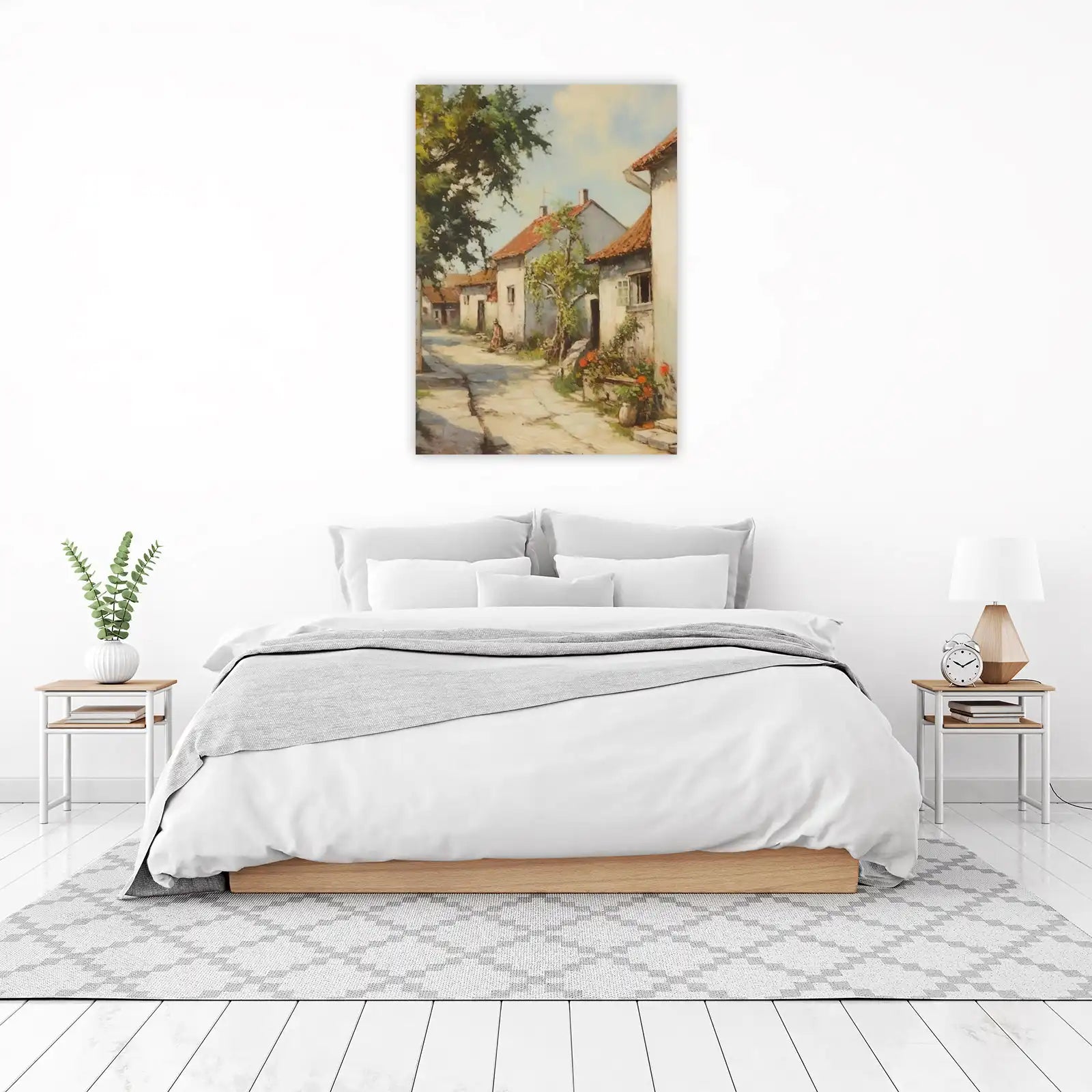 European Village Scene Oil Painting Wall Art