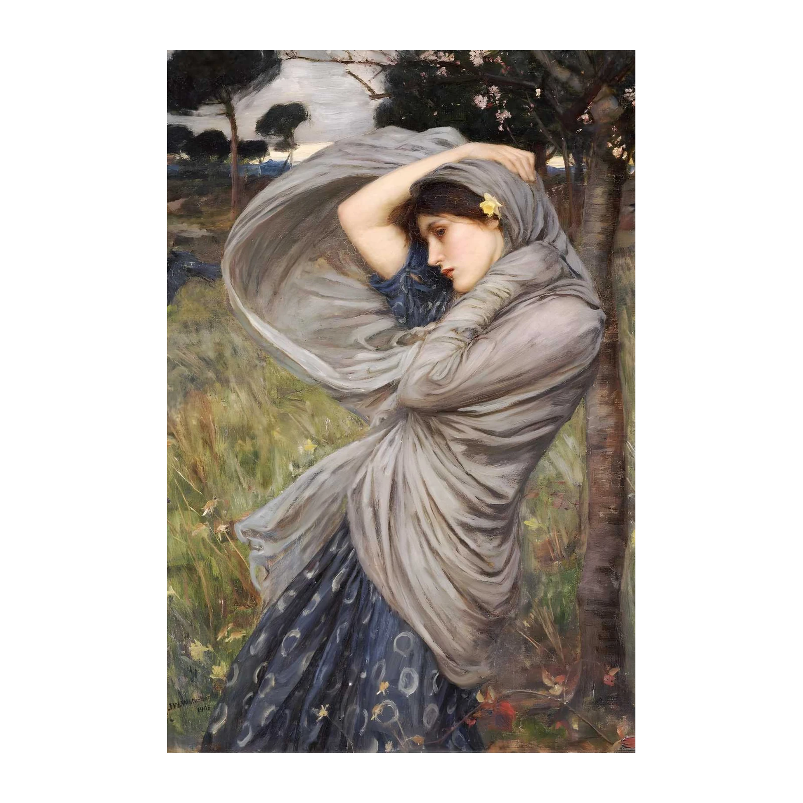 Victorian Woman Windy Day Wall Art