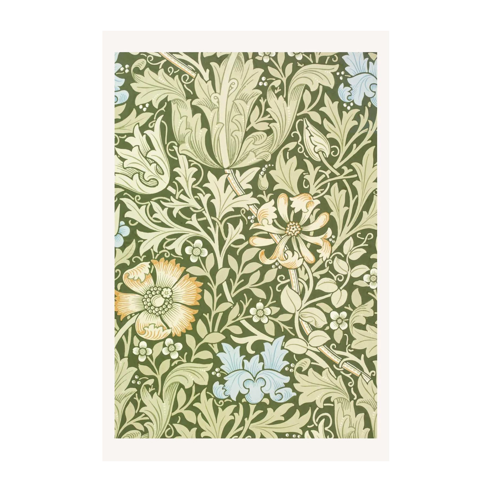 William Morris Inspired Floral Green Wall Art