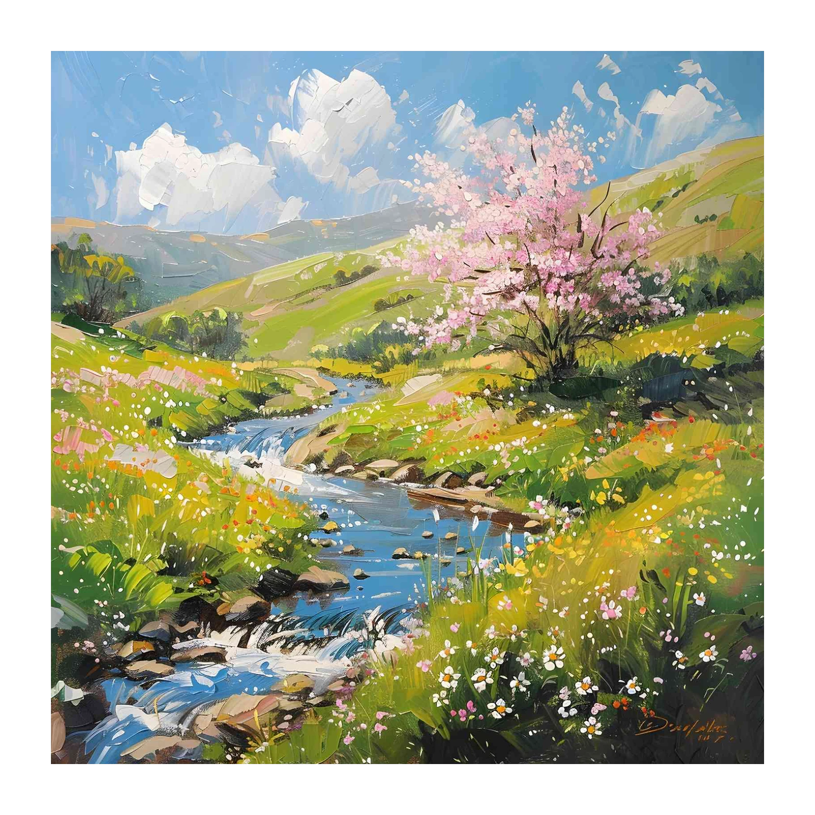 Blossoming Serenity Spring Landscape Wall Art