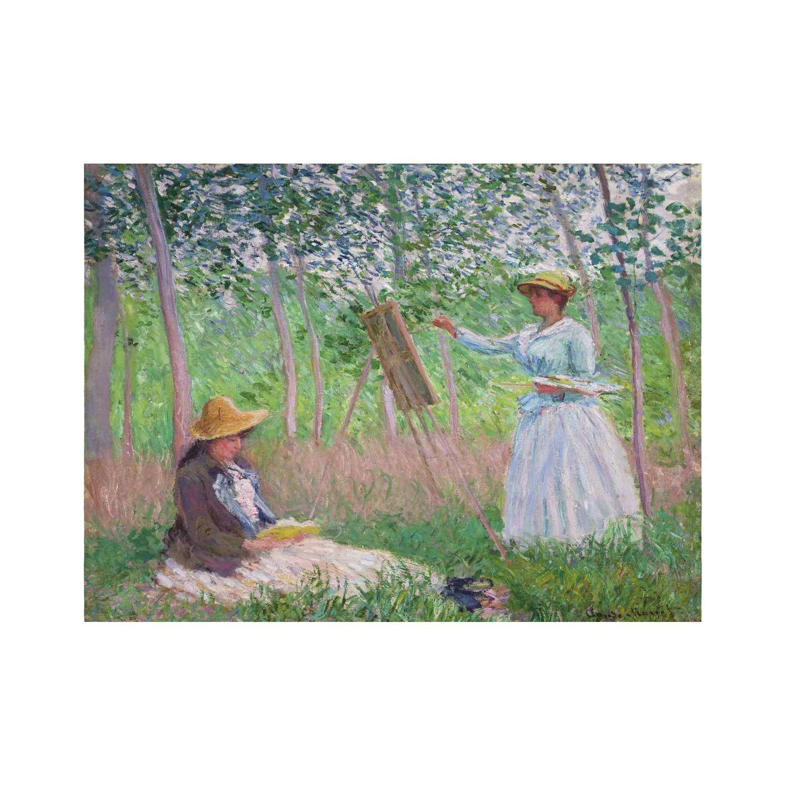 Impressionist Garden Scene Women Painting Wall Art