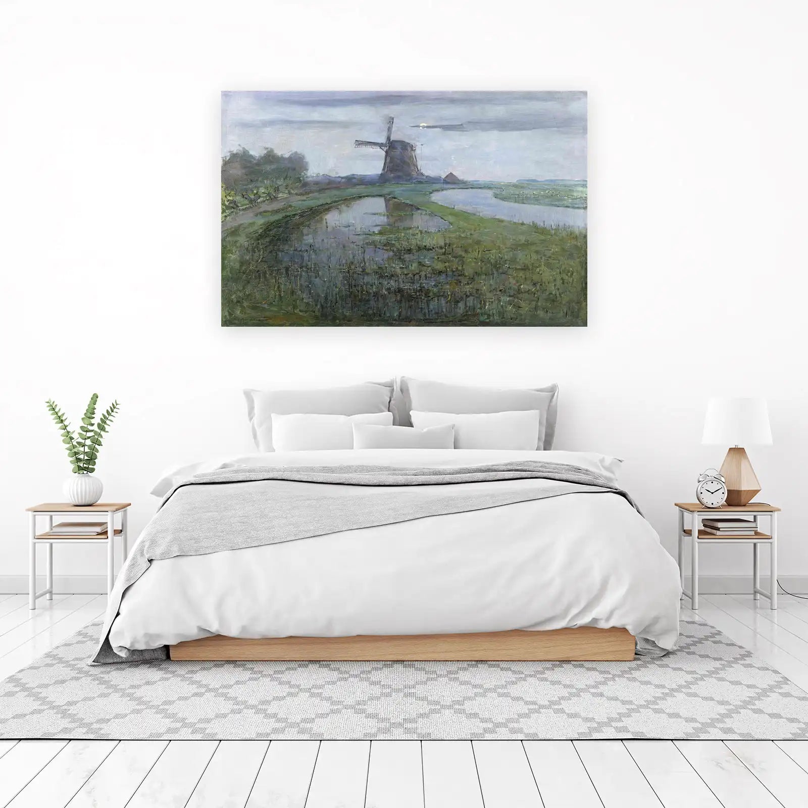 Serene Windmill Landscape Wall Art