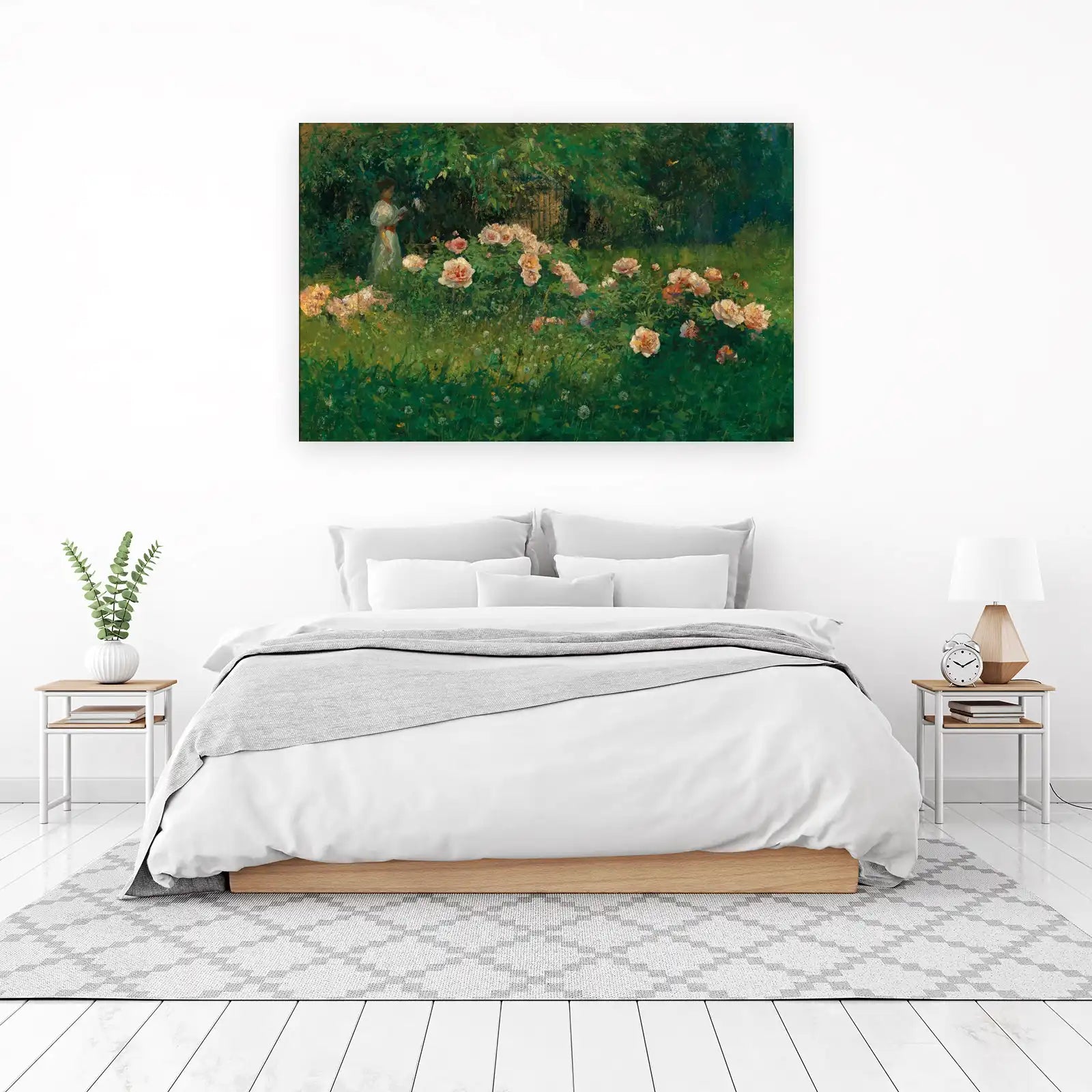 Serene Garden Woman Reading Wall Art