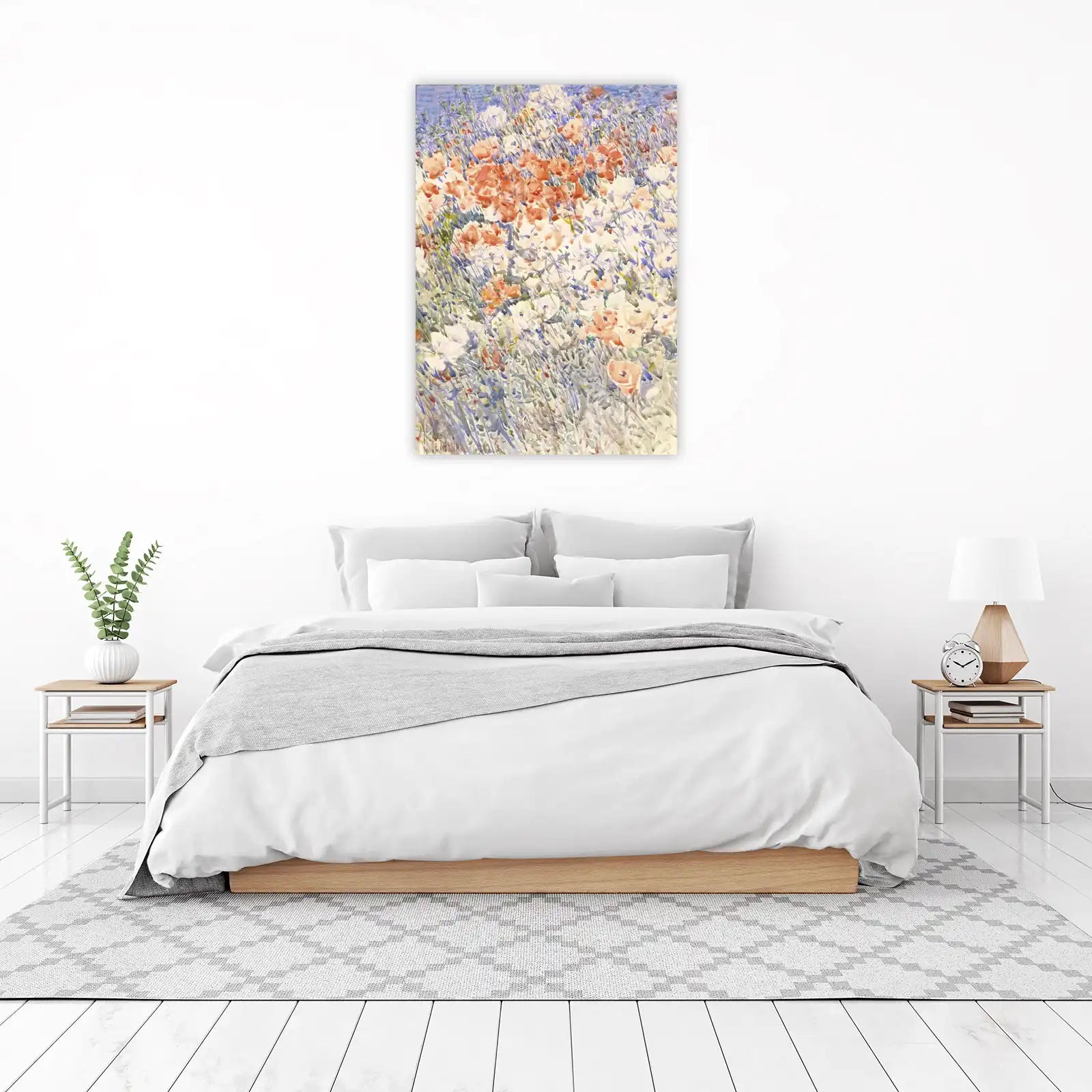 Vibrant Poppy Field Watercolor Wall Art