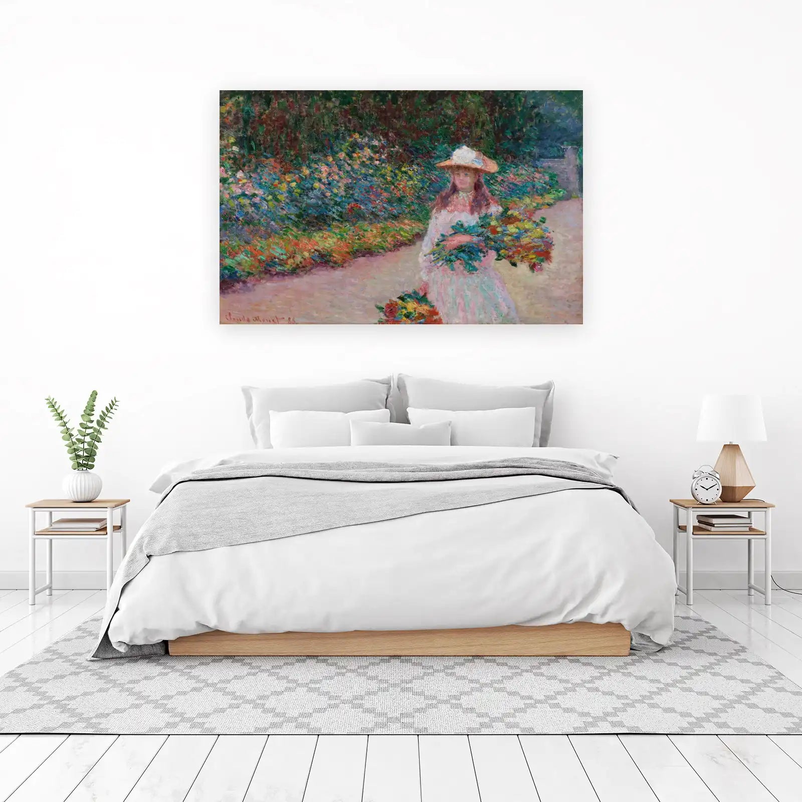 Monet Garden Woman with Flowers Wall Art