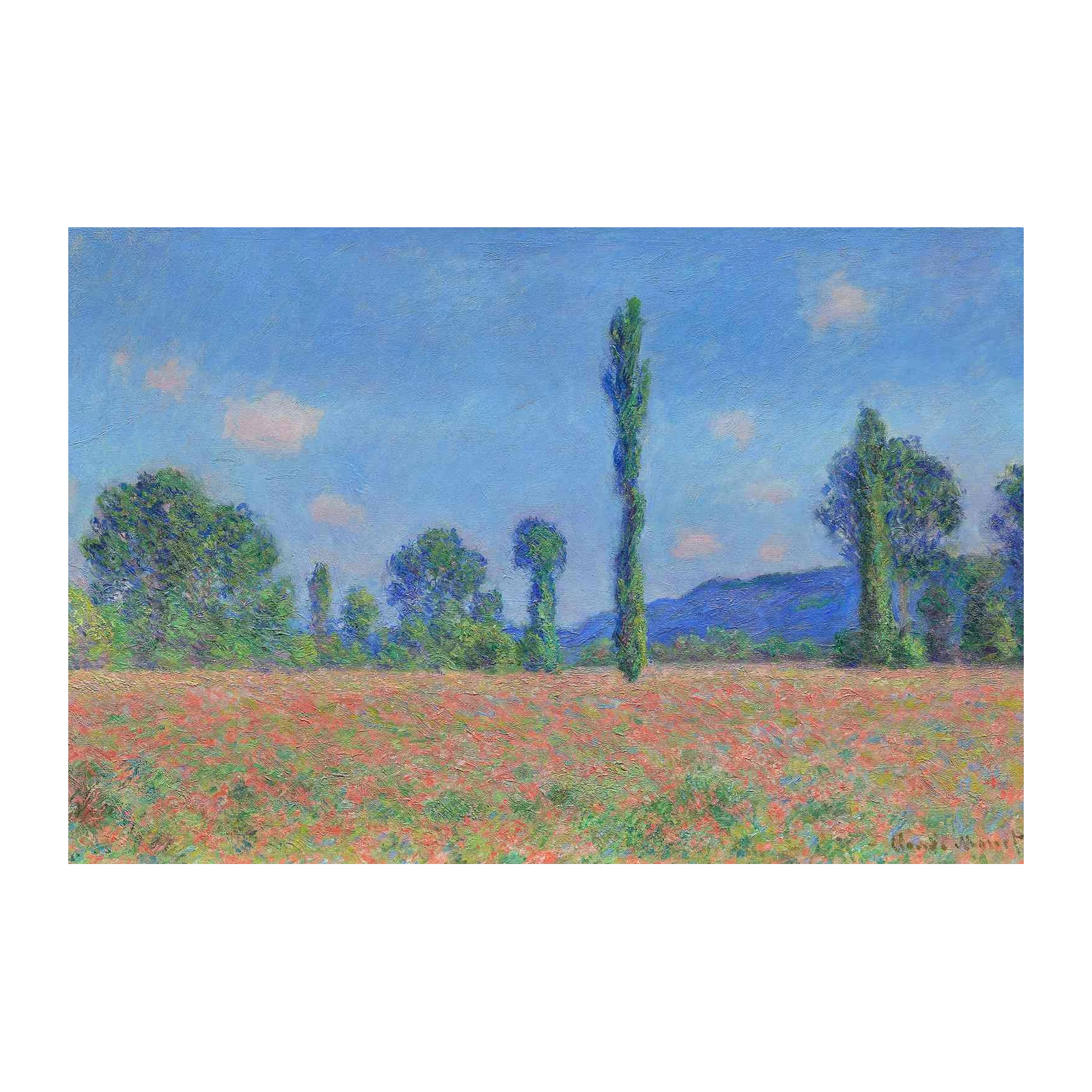 Impressionist Poppy Field Landscape Wall Art