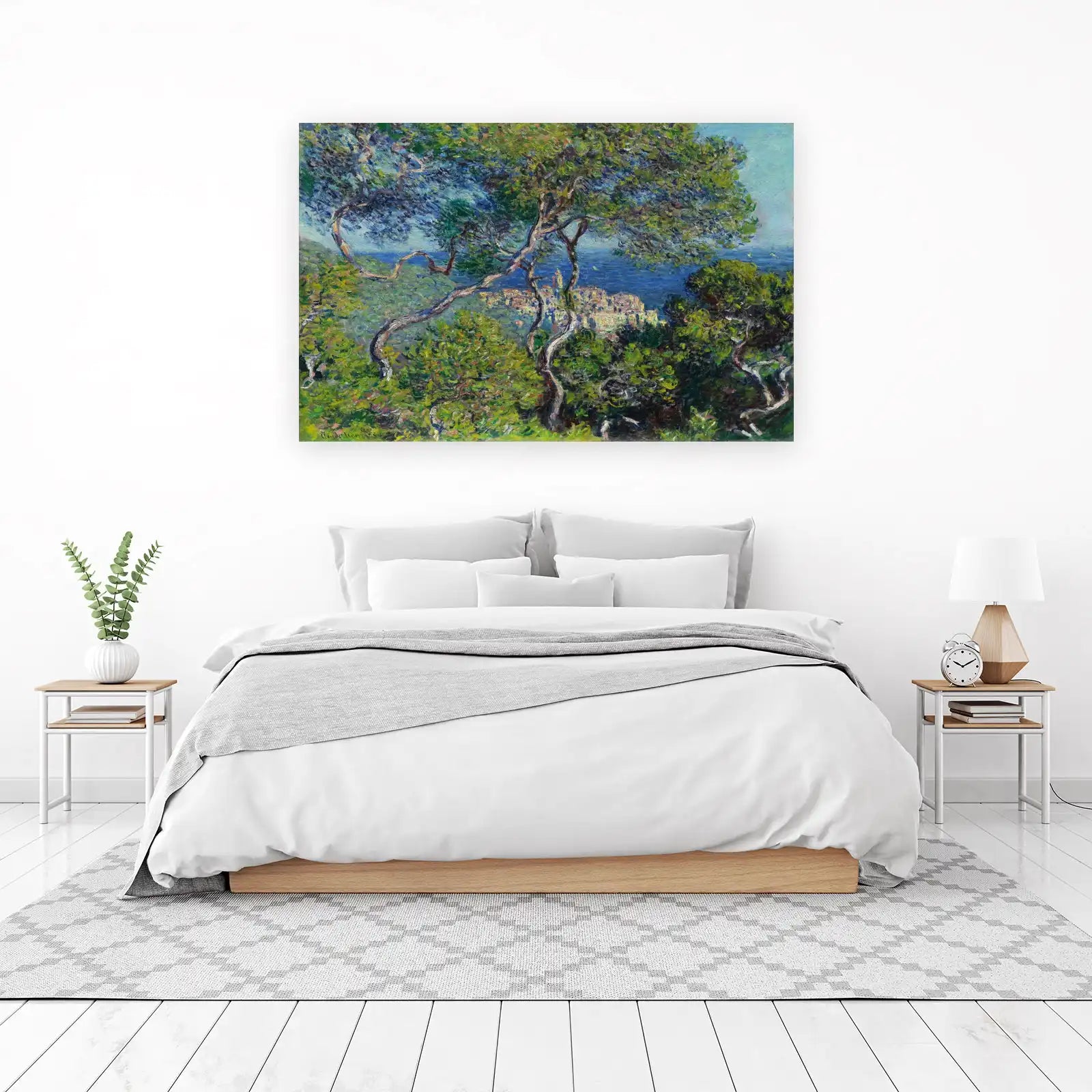 Impressionist Coastal Town Tree Landscape Wall Art