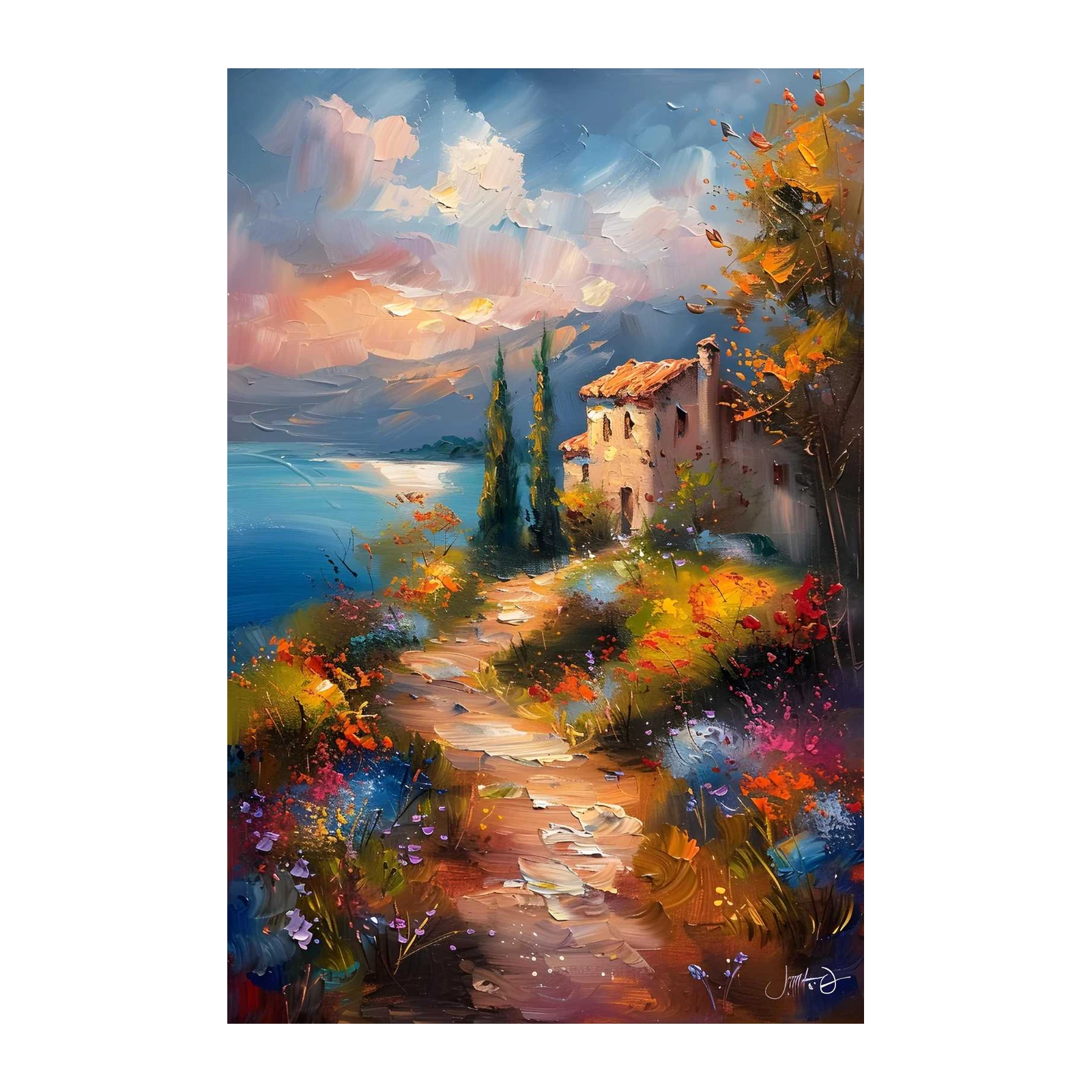 Impressionist Tuscan Villa Landscape Wall Art