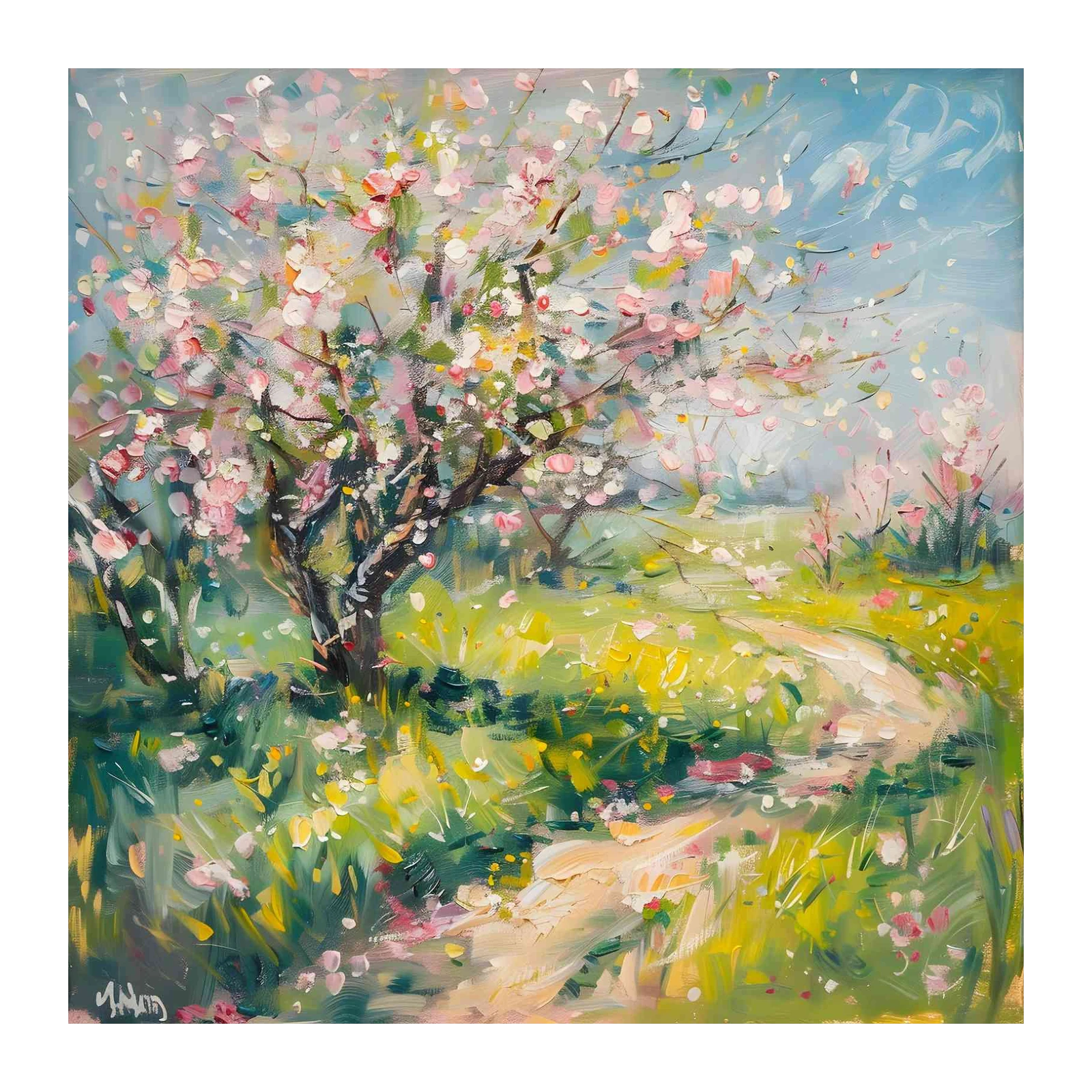 Spring Blossom Path Impressionist Wall Art