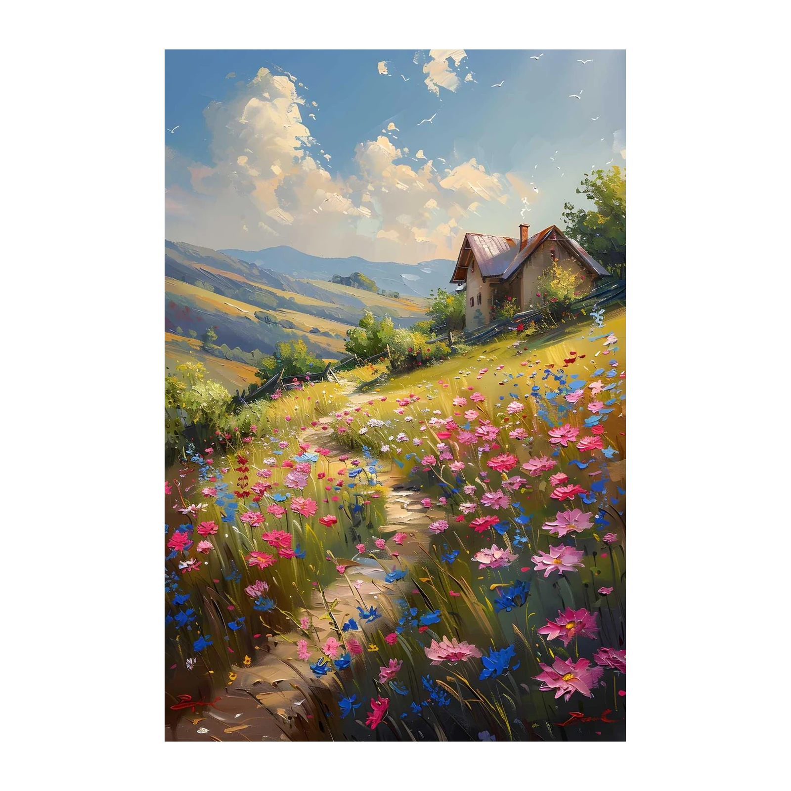 Vibrant Floral Meadow Cottage Wall Art