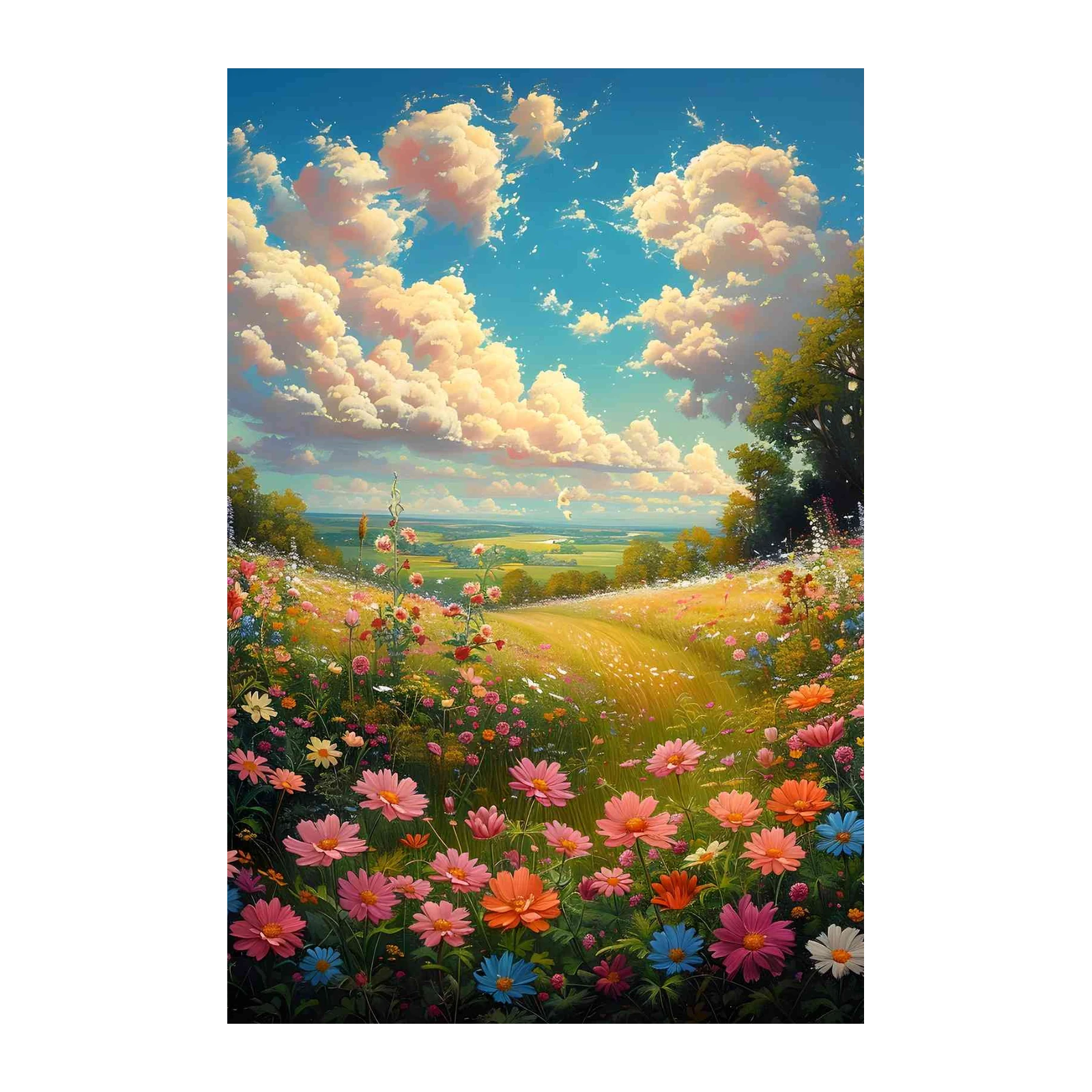Vibrant Meadow Dream Landscape Wall Art