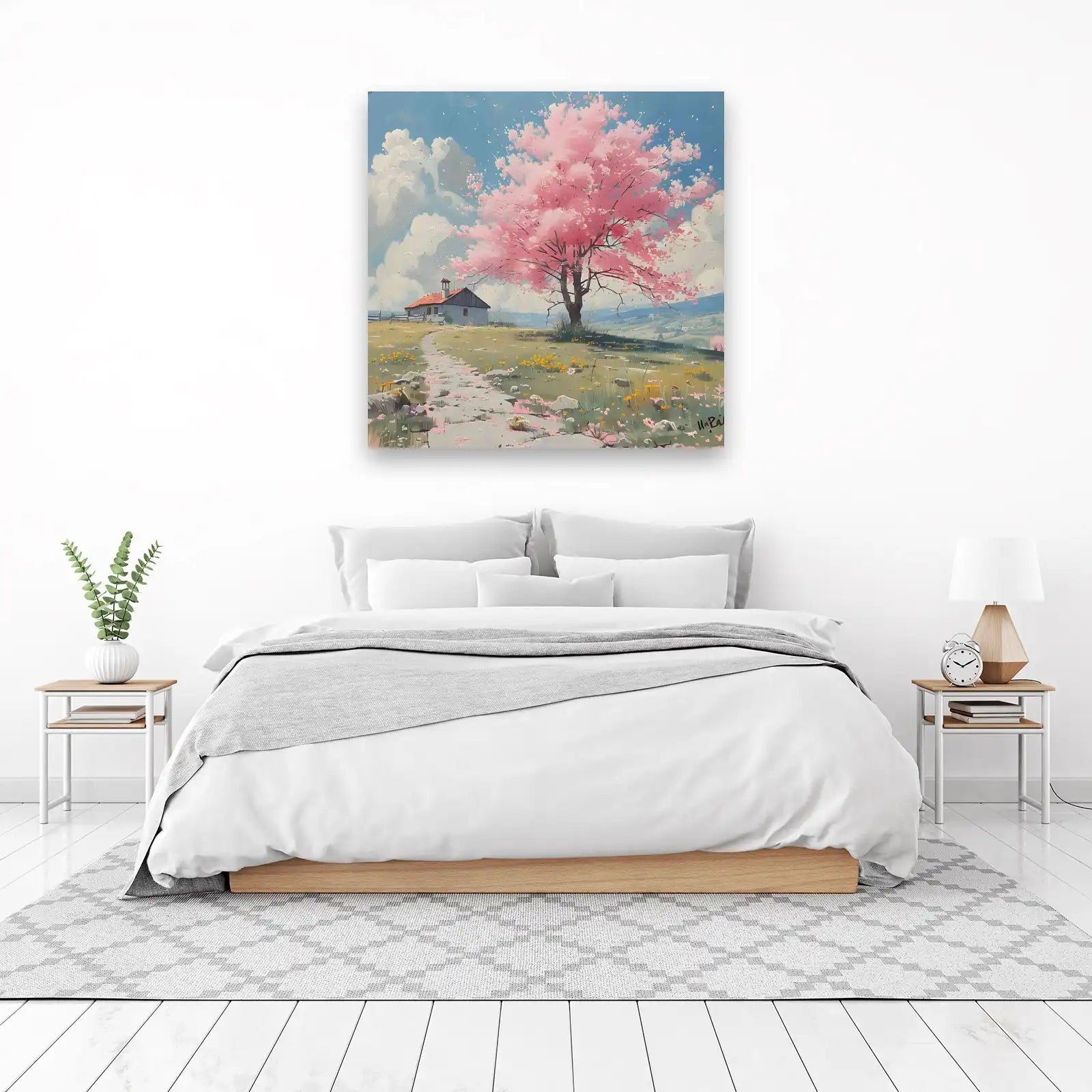 Serene Cherry Blossom Countryside Wall Art