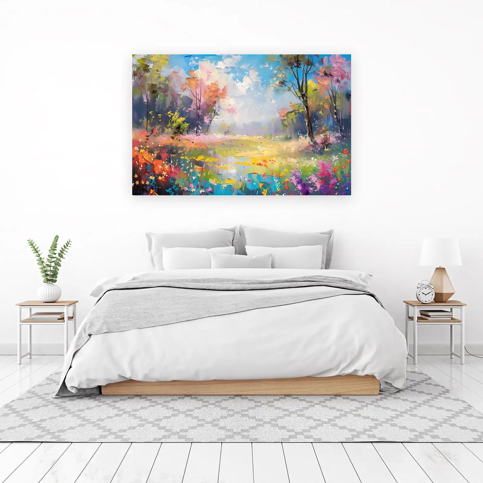 Vibrant Spring Meadow Wall Art | Impressionist Wall Art