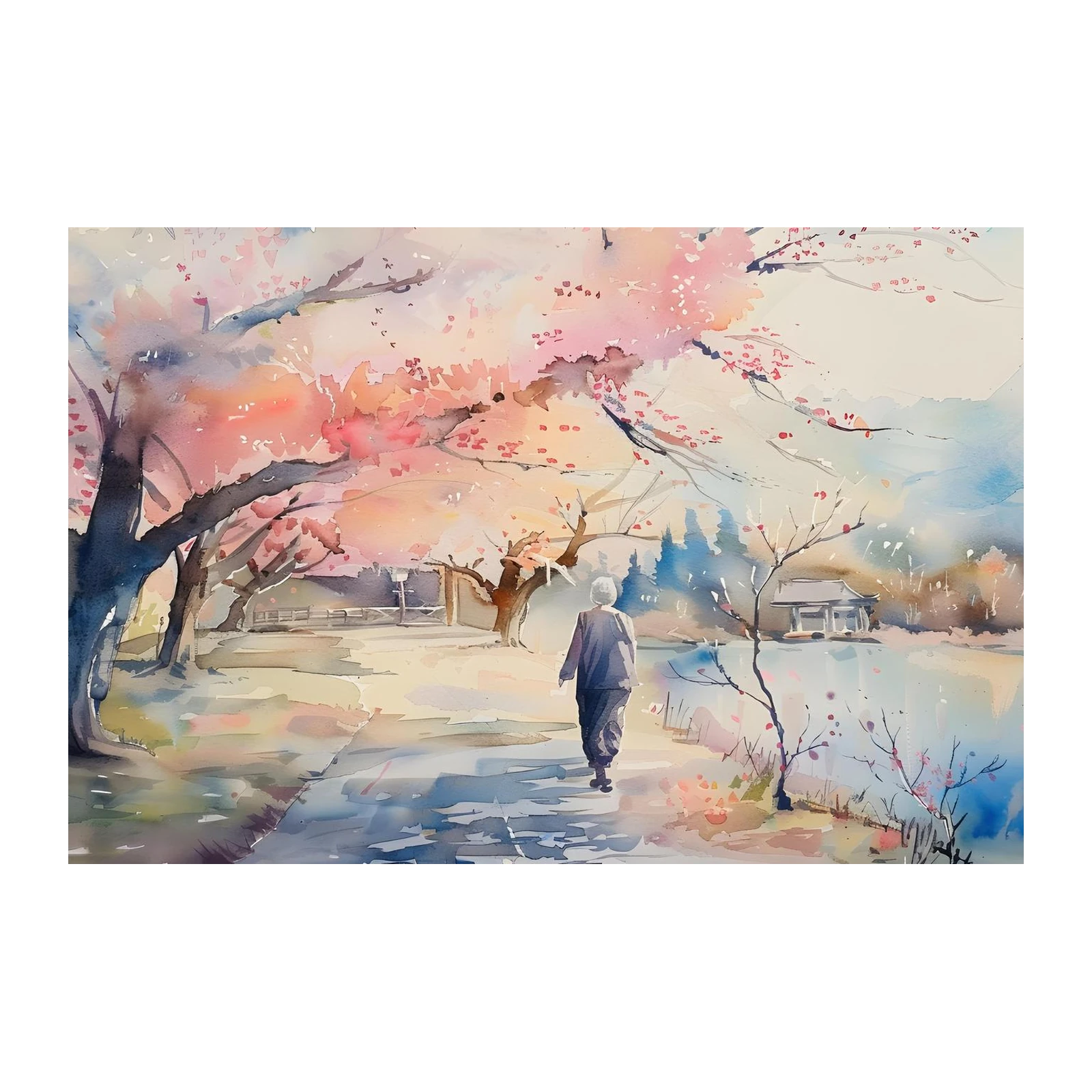 Serene Cherry Blossom Path Wall Art