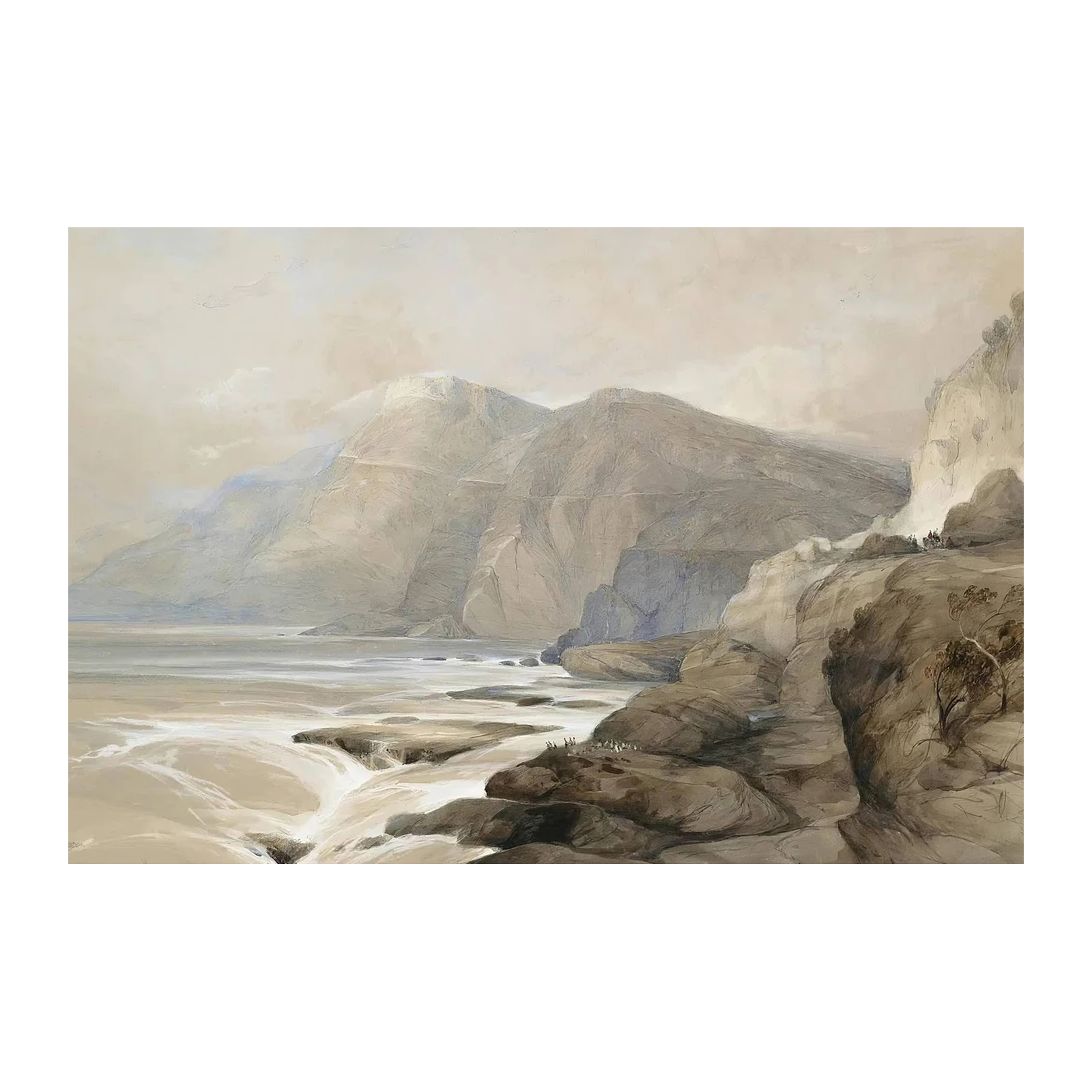 Coastal Mountain Landscape Vintage Art Wall Art