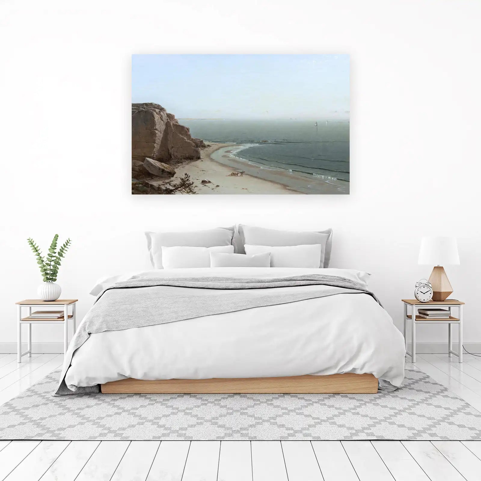 Tranquil Coastal Landscape Sailboat Wall Art