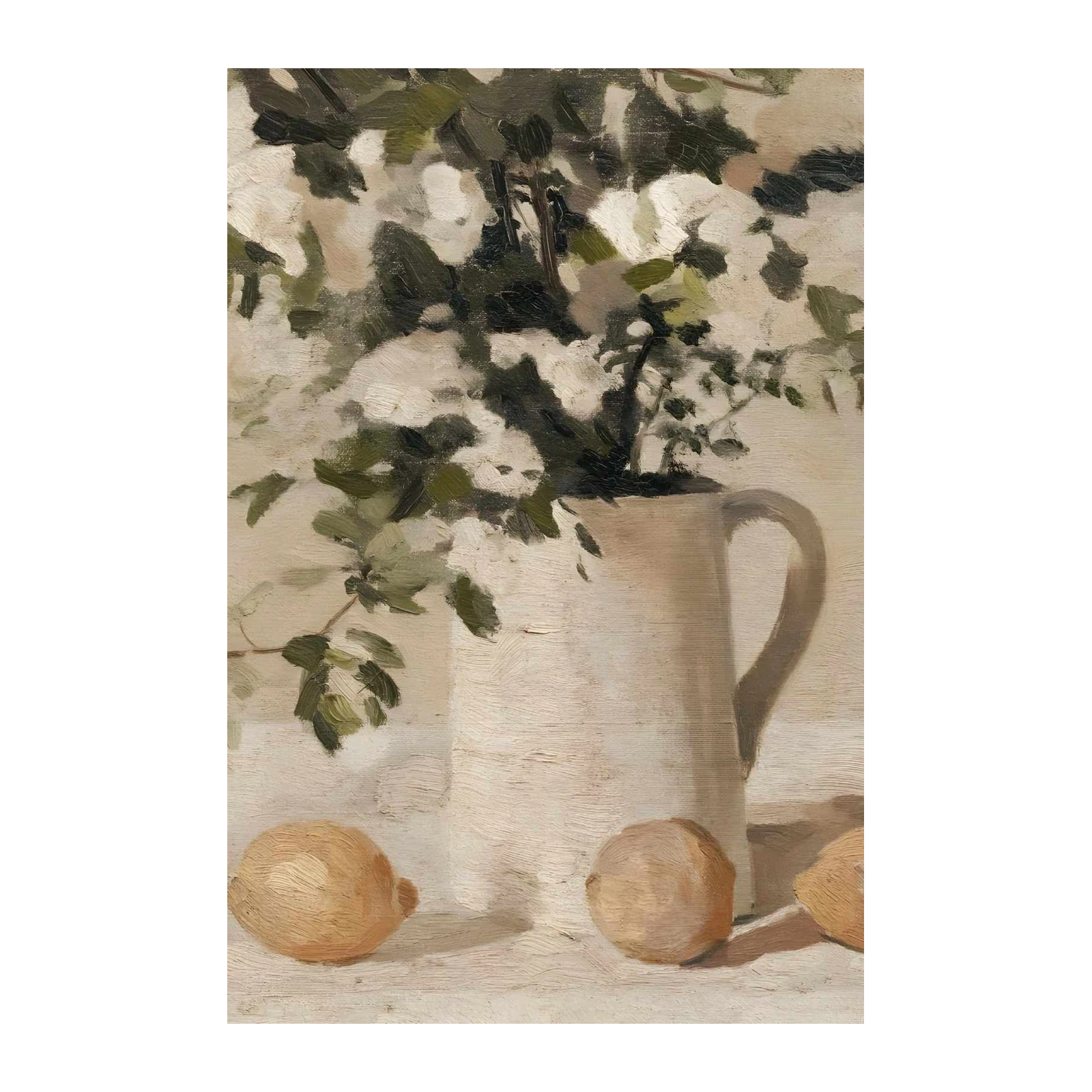 Vintage Lemons & White Pitcher Wall Art