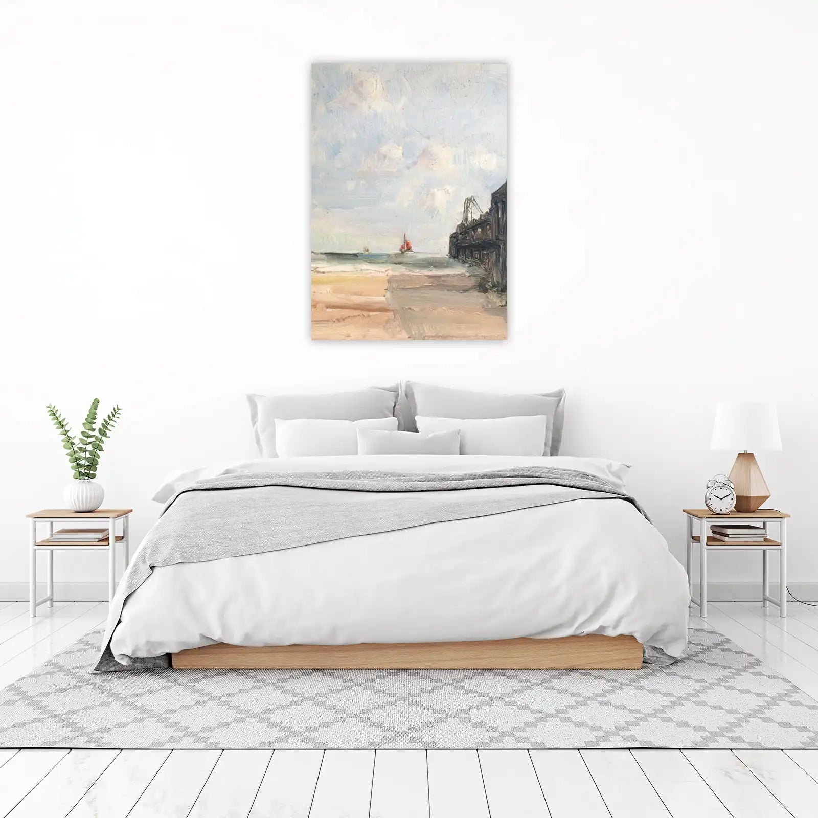 Seaside Serenity: Beach Boat Wall Art