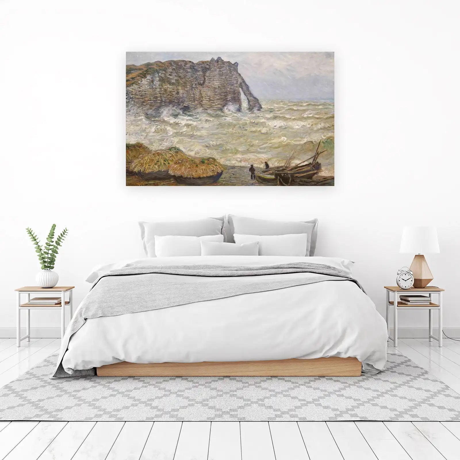 Stormy Etretat Cliffs Seascape Impressionist Wall Art