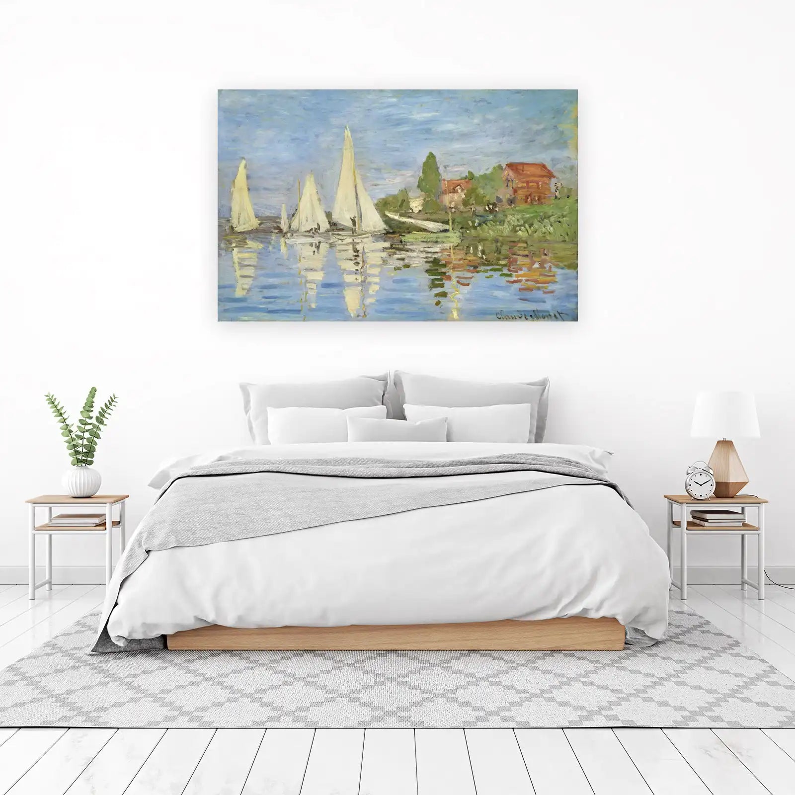 Boats on the River Seine Monet Wall Art