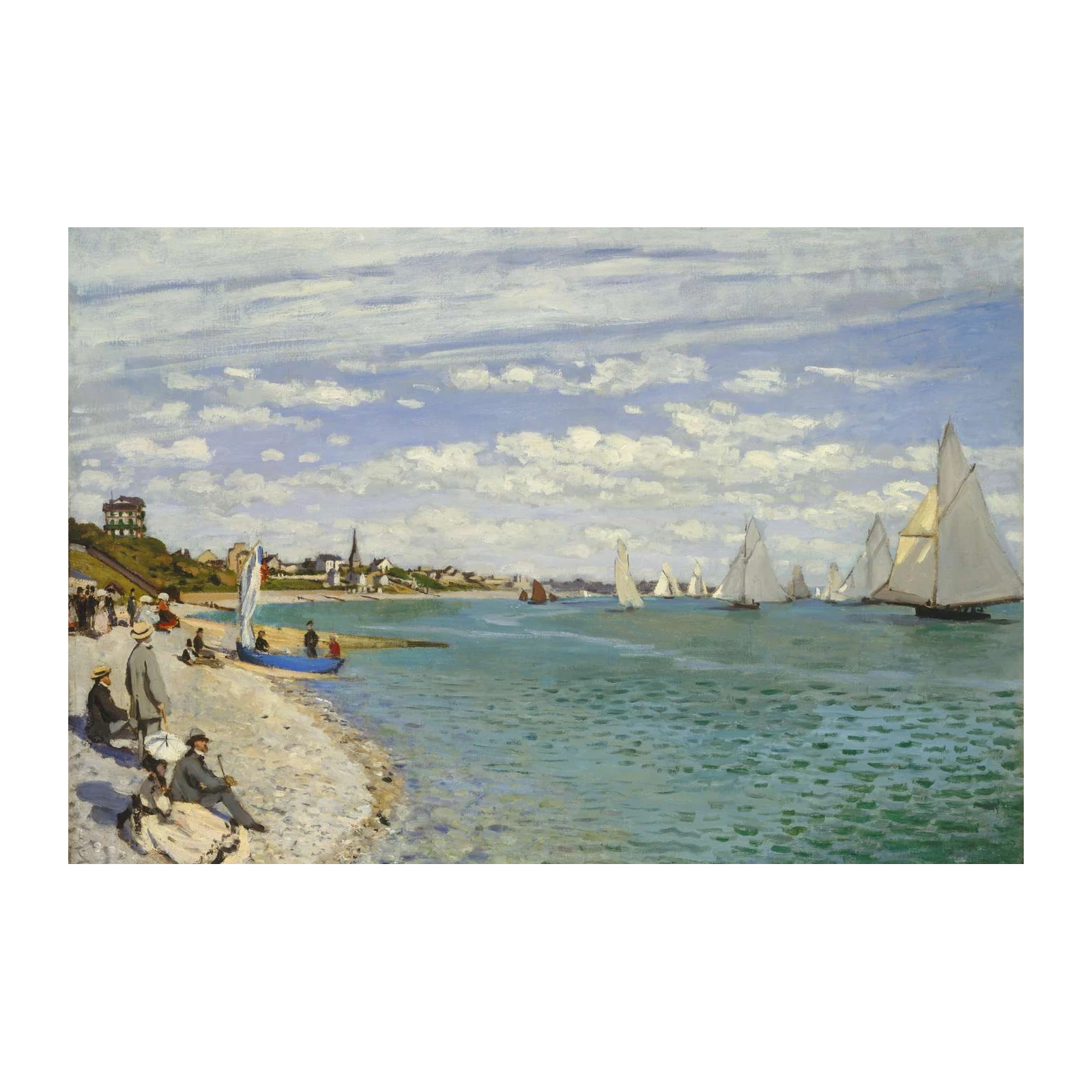 Impressionist Sailboats Coastal Scene Wall Art