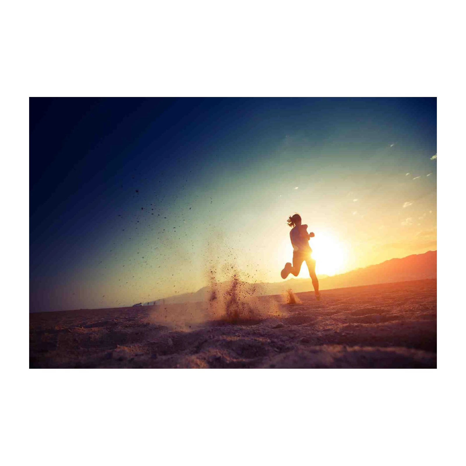 Woman Running at Sunset Motivation Wall Art