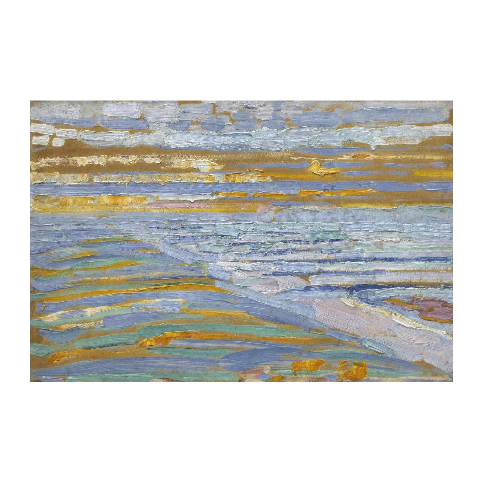 Serene Beach Sunset Impasto Wall Art