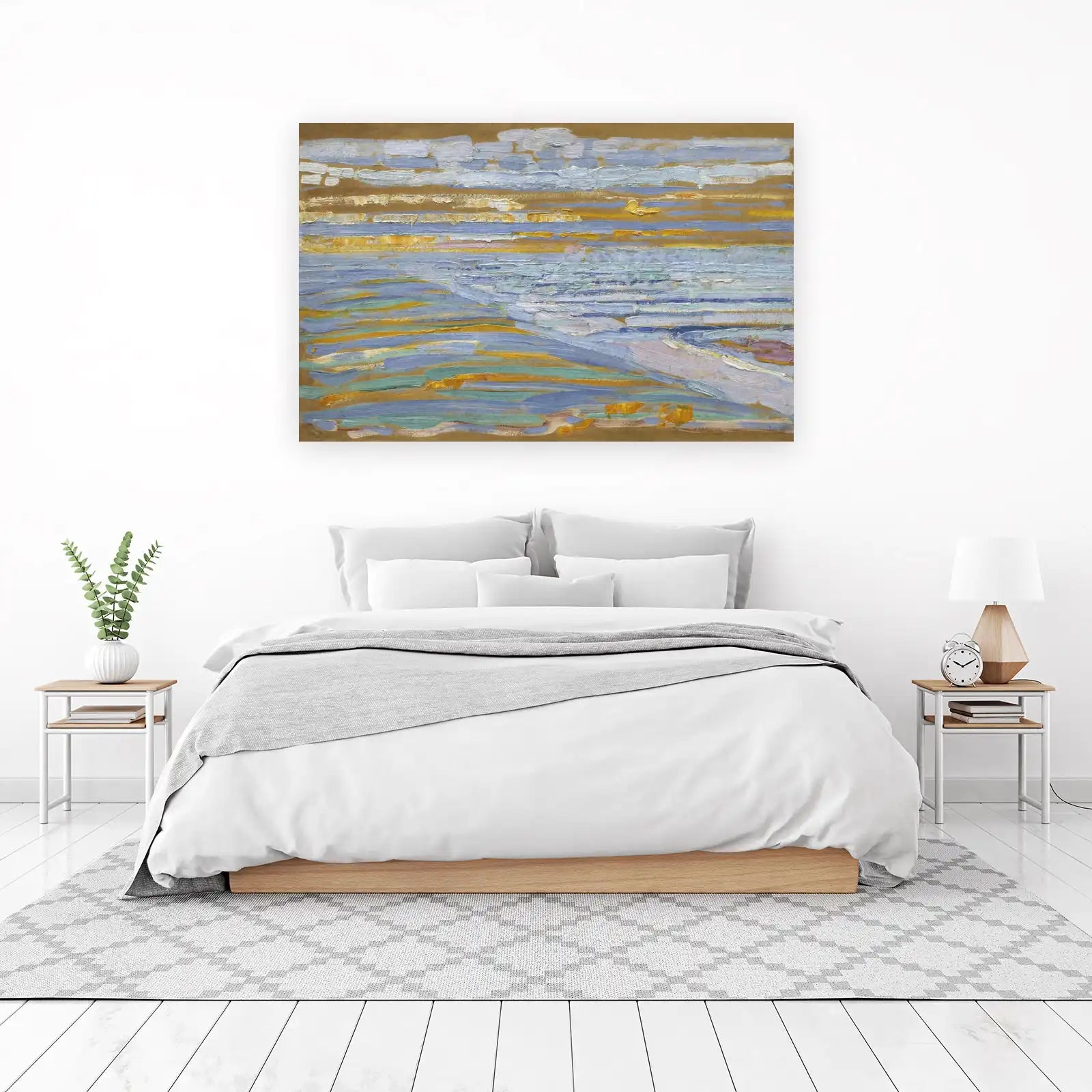 Serene Beach Sunset Impasto Wall Art