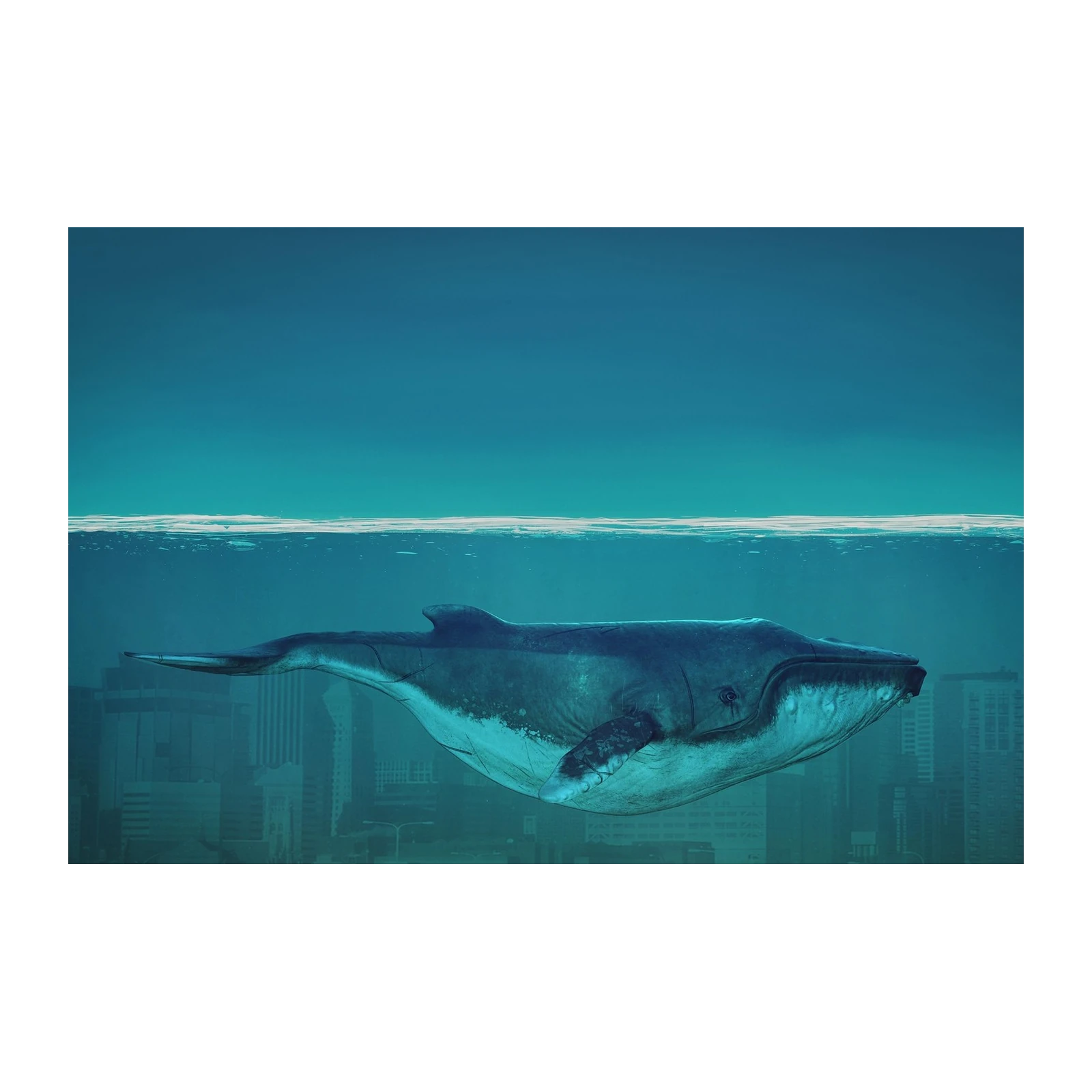 Majestic Whale Cityscape Wall Art