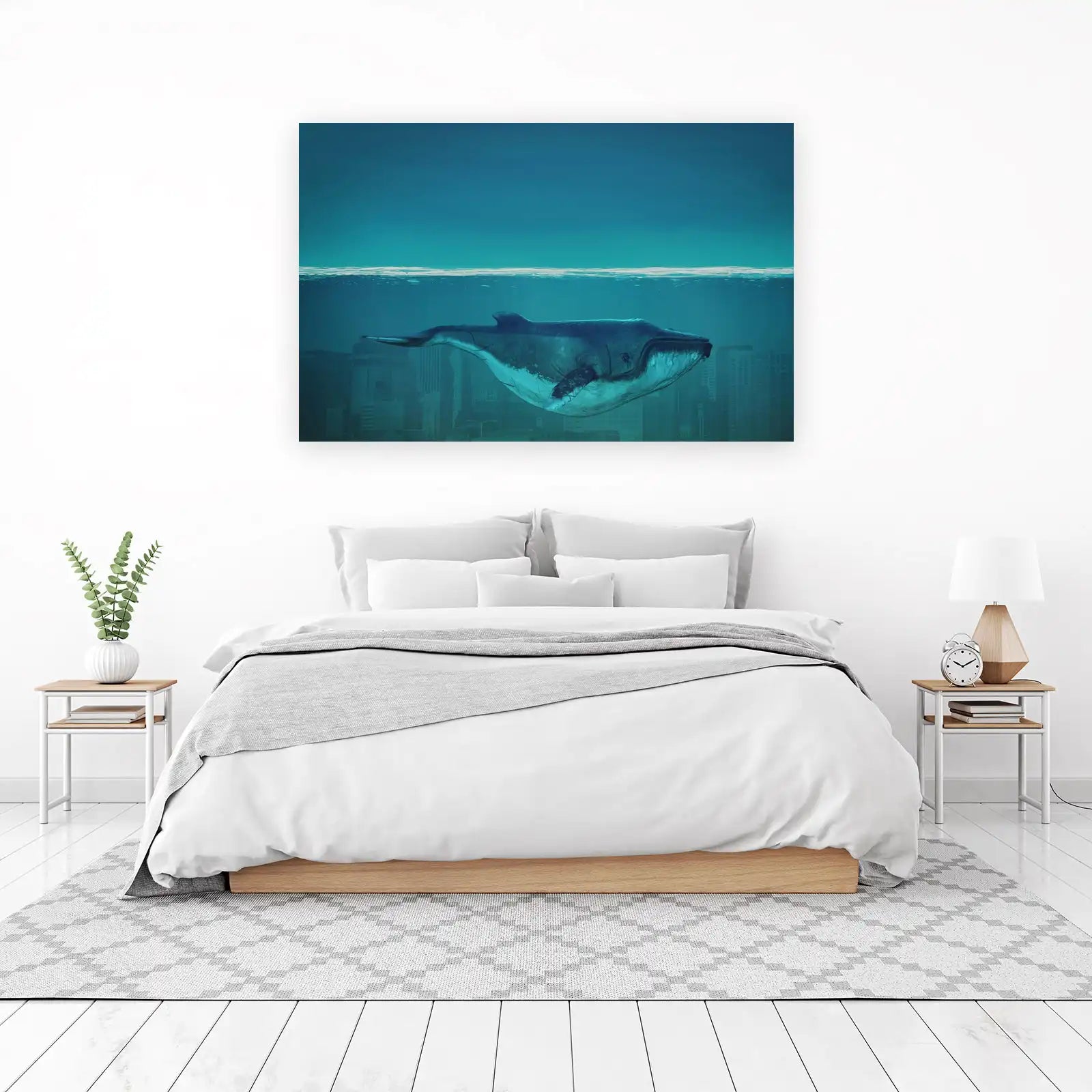 Majestic Whale Cityscape Wall Art