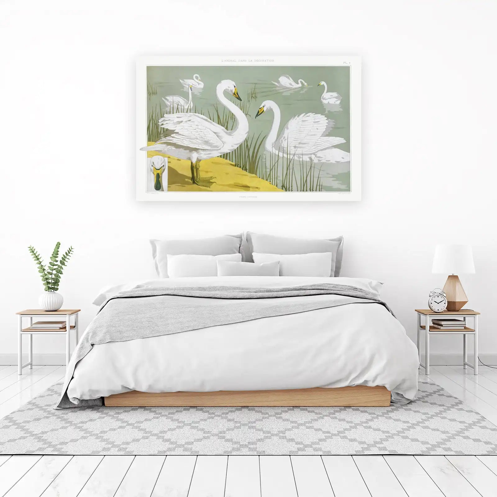 Elegant Swans Serene Lake Wall Art