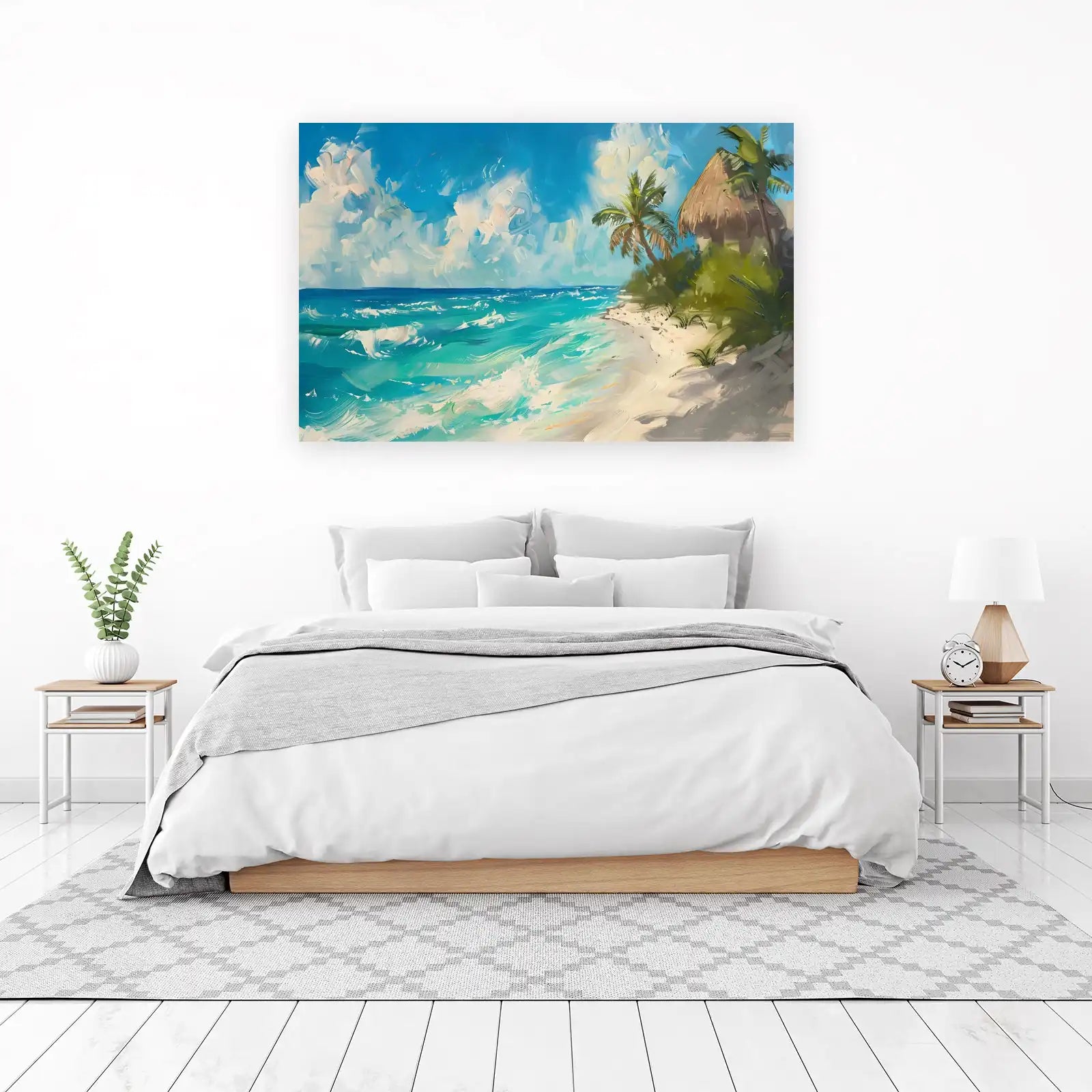 Vibrant Beach Escape Oil Painting Wall Art