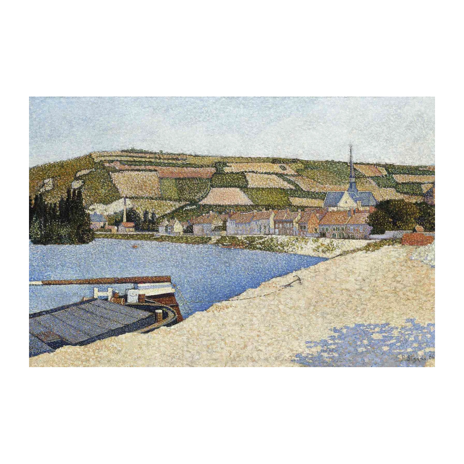Impressionist River Village Wall Art