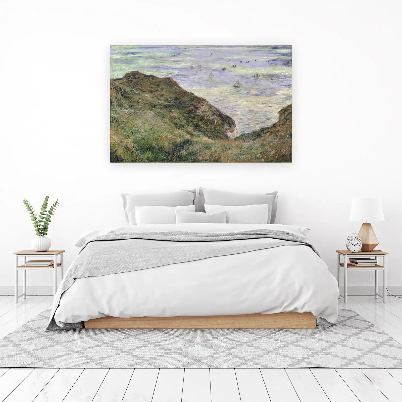 Seascape Cliffs Sailboats Impressionist Wall Art