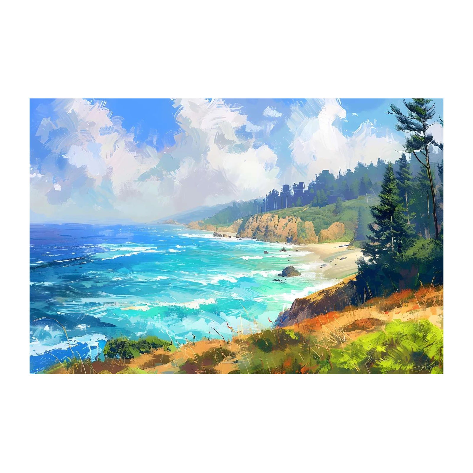 Serene Coastal Landscape Wall Art Wall Art