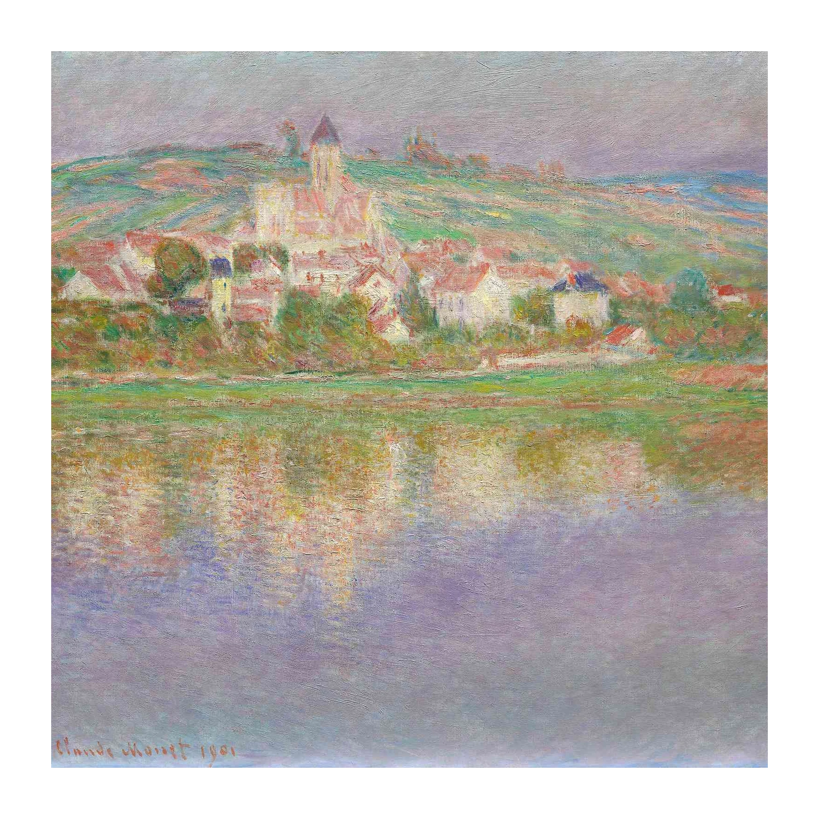 Monet Village Landscape Serene River Wall Art