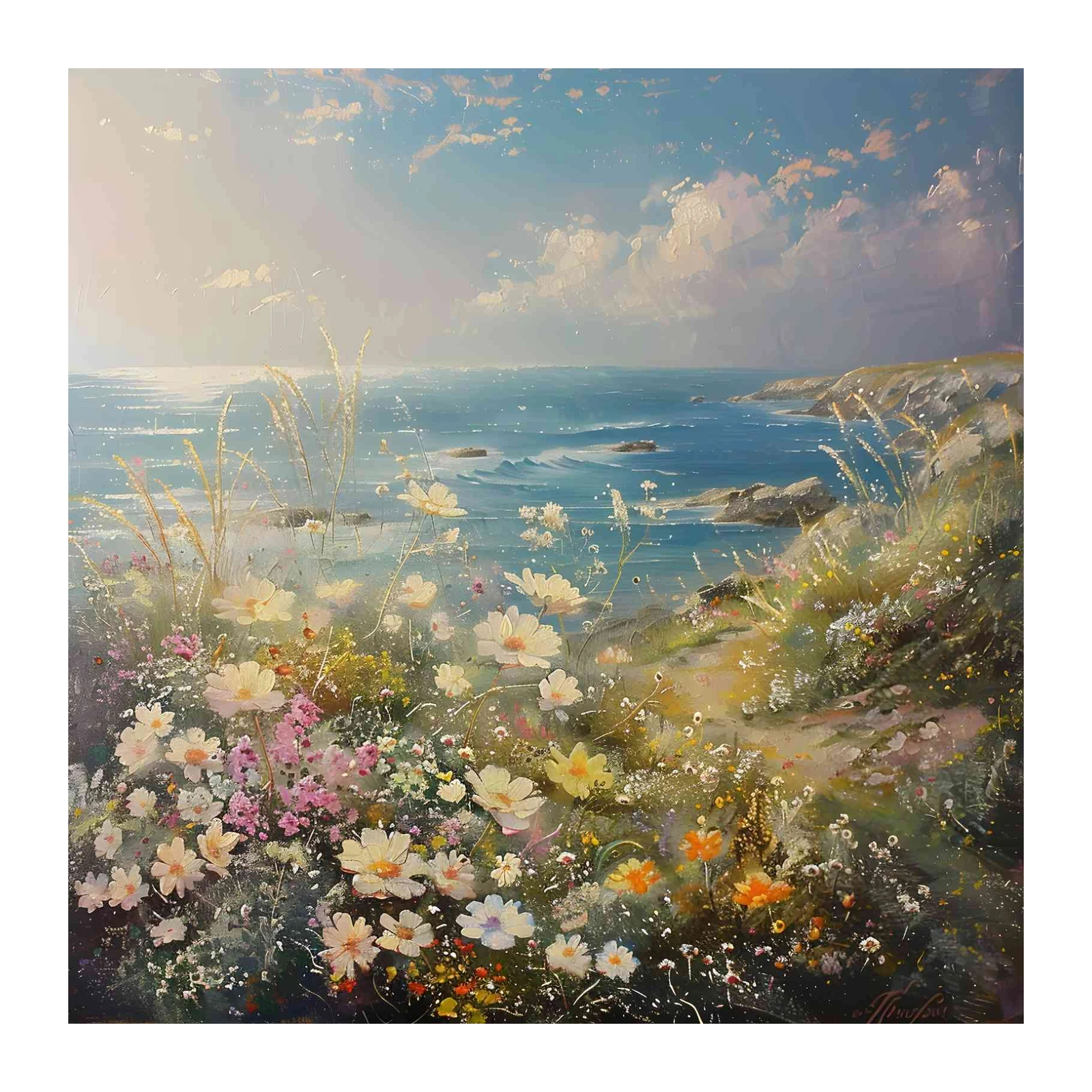 Coastal Wildflowers Seascape Wall Art