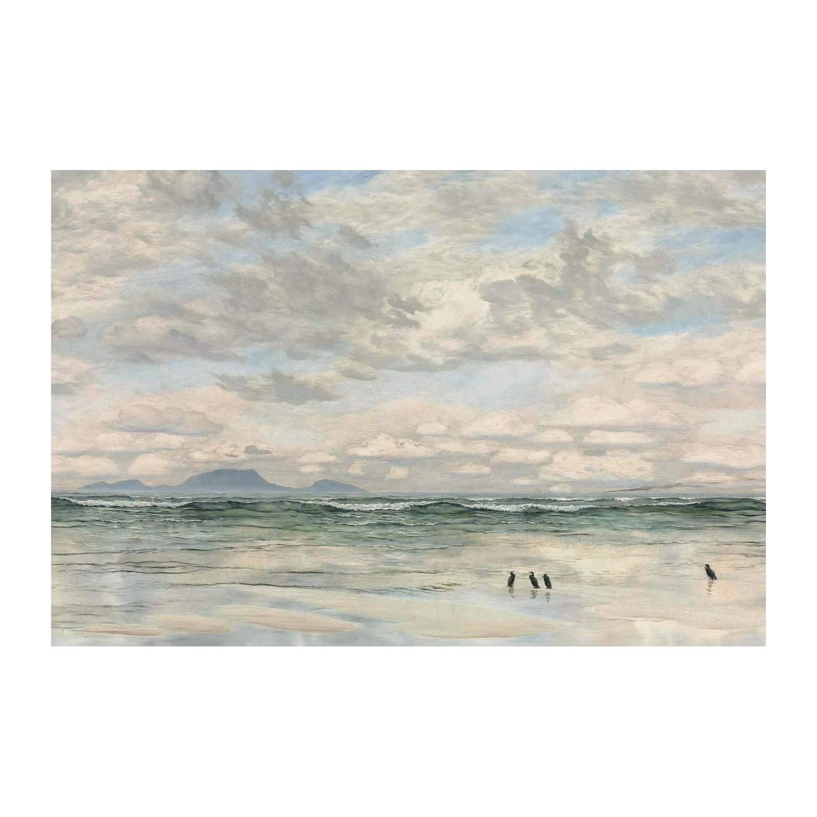 Serene Coastal Landscape with Penguins Wall Art