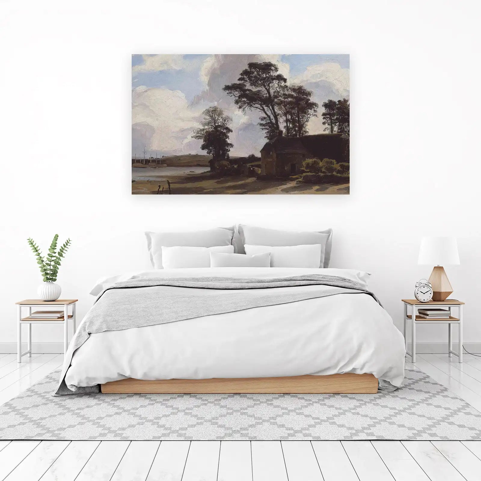 Vintage Riverside Cottage & Moody Sky Wall Art