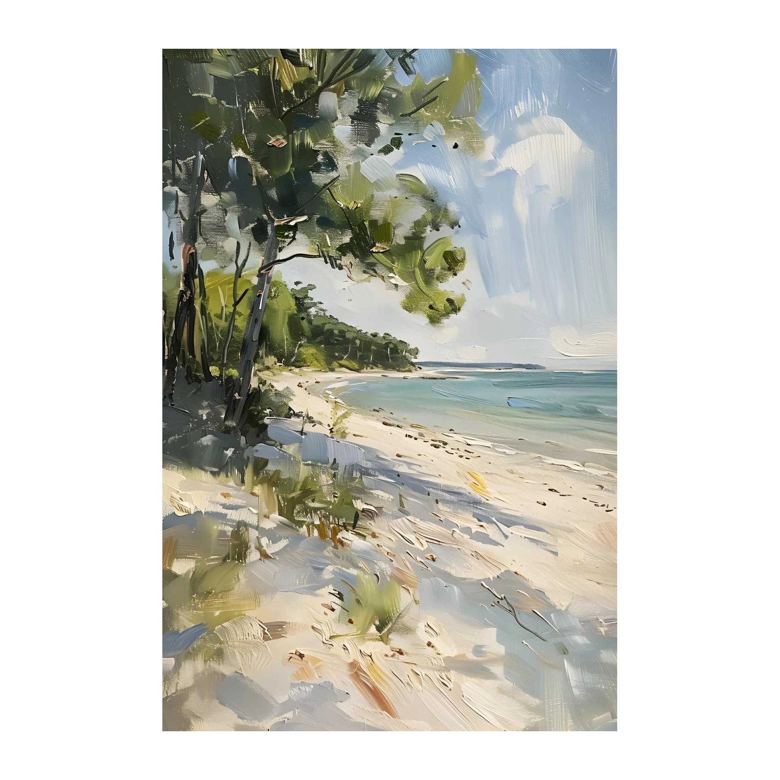 Serene Beach Landscape Impressionist Wall Art