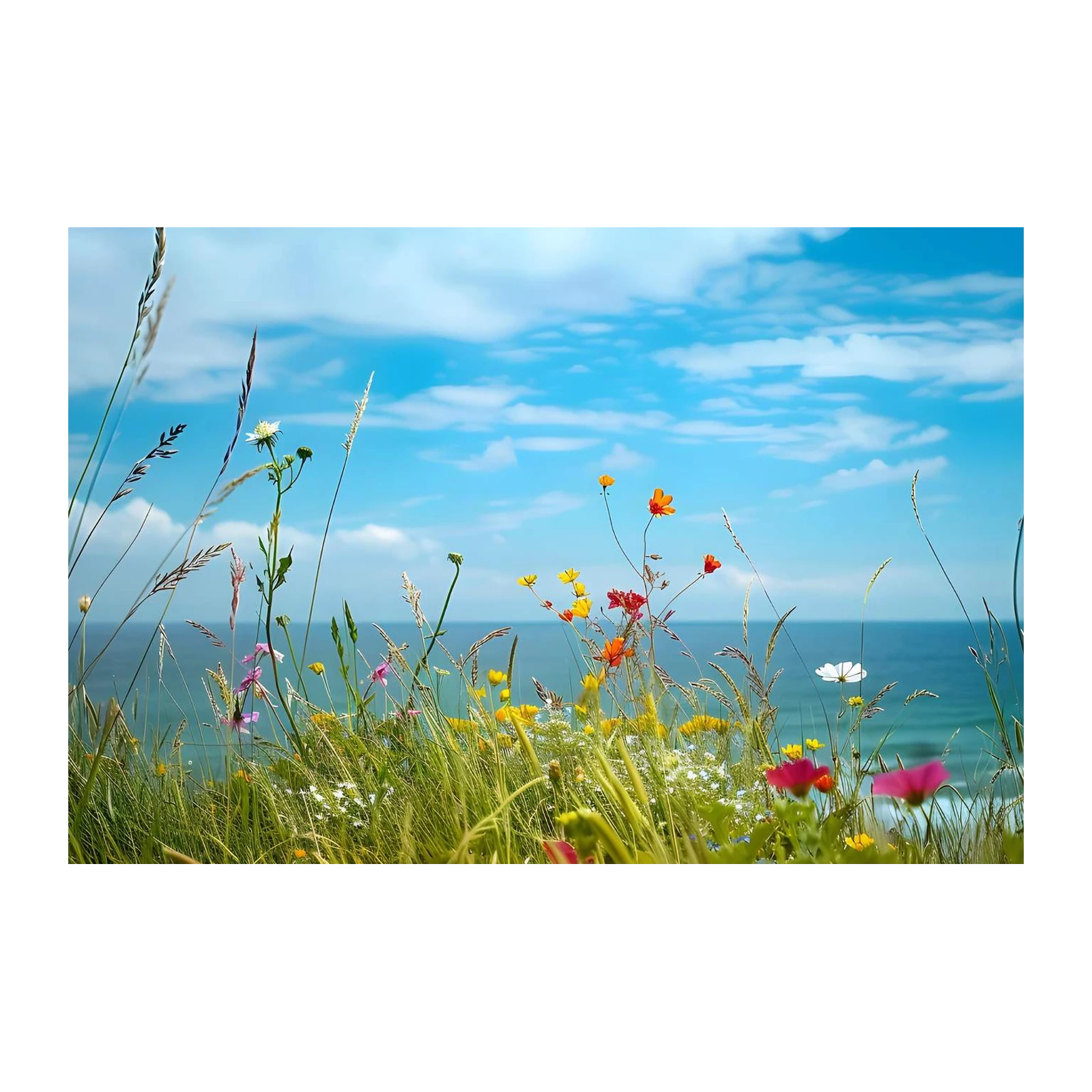 Vibrant Wildflower Coastal Landscape Wall Art